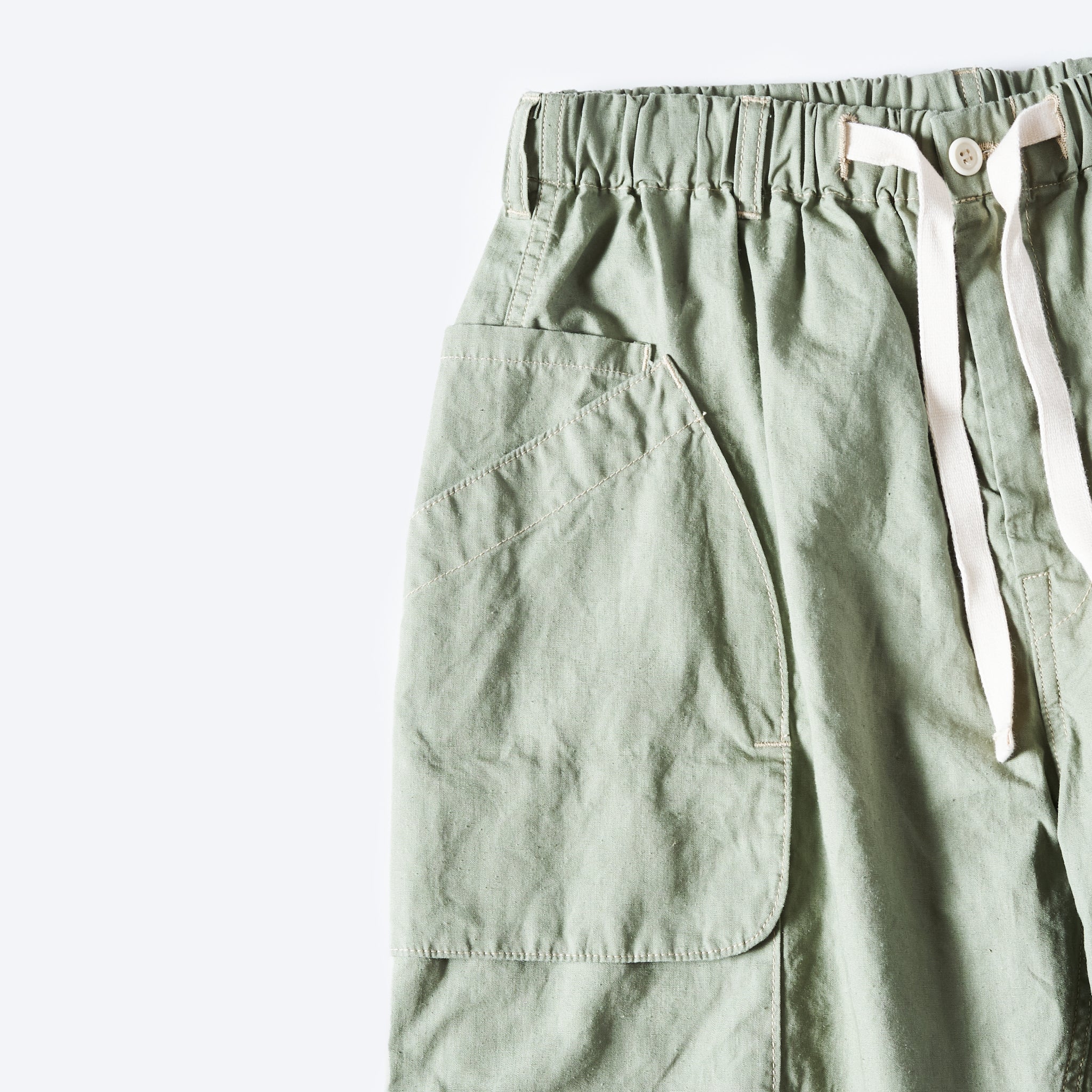 [PRE-ORDER SUMMER] #2323E-HCP2 ​​EZ DEE's Shorts : hemp/cotton poplin sage