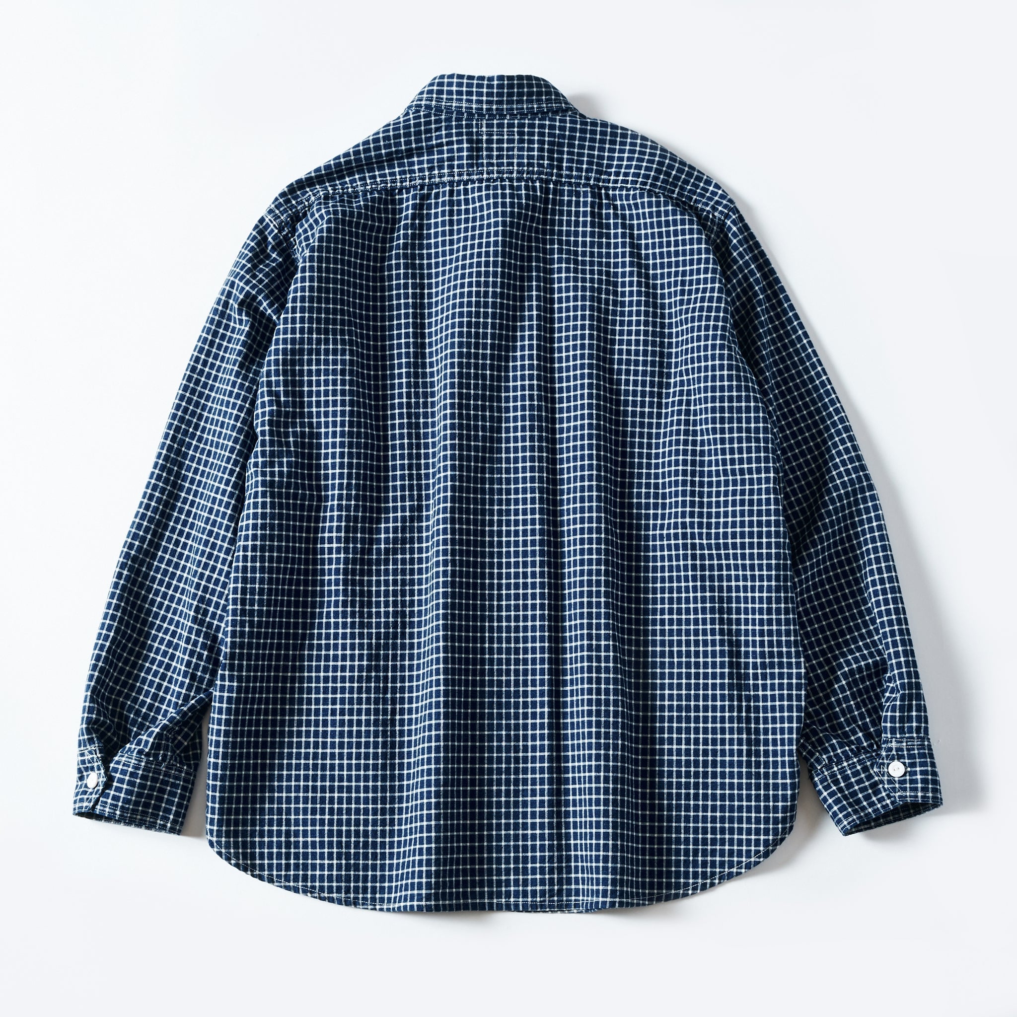 #1206-CLC1 No.6 Shirt: cotton/linen check 1 indigo