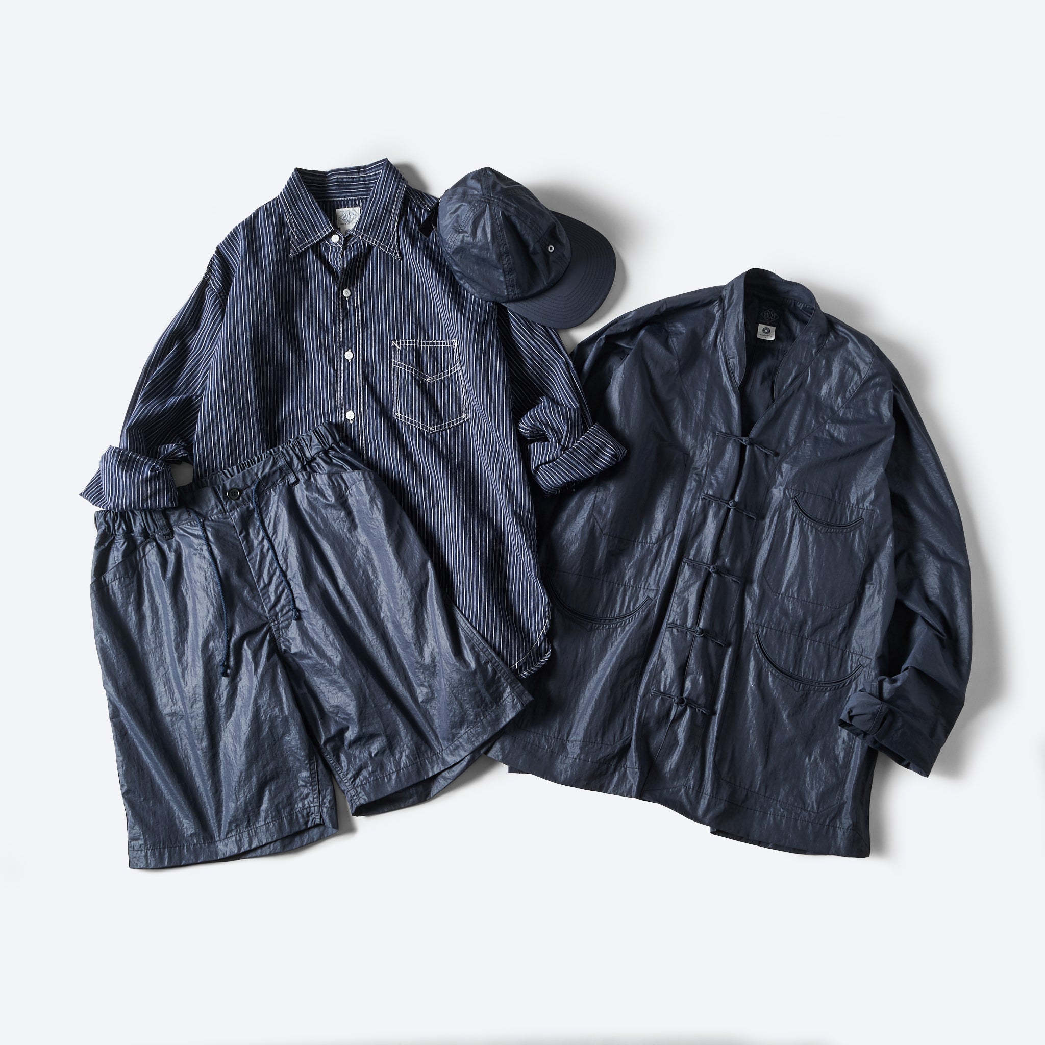 [PRE-ORDER SUMMER] #3319S-WTN EZ Chinois De Luxe Shorts : waxy taffeta navy