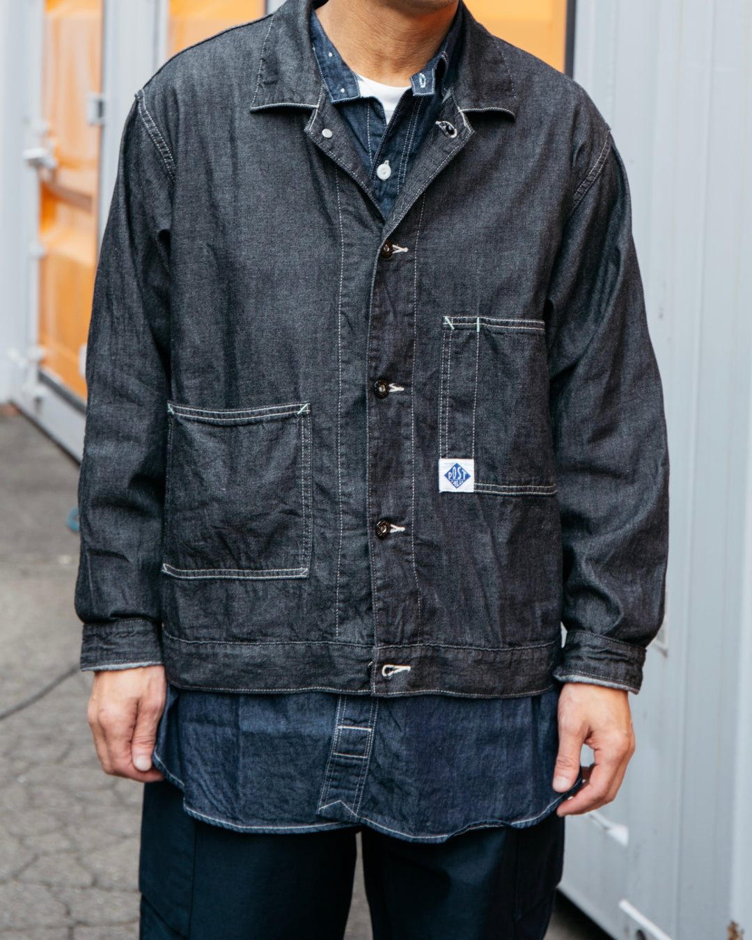 A15871 POST O'ALLS ダブルニー ヒッコリー ワークパンツ M