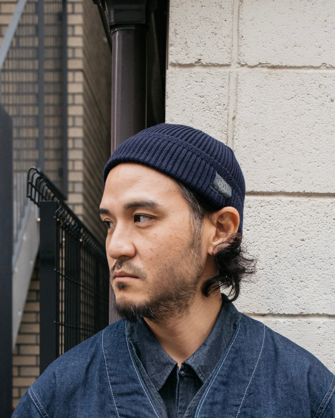 #4102-HG4 POST Beanie : high gauge wool knit navy 