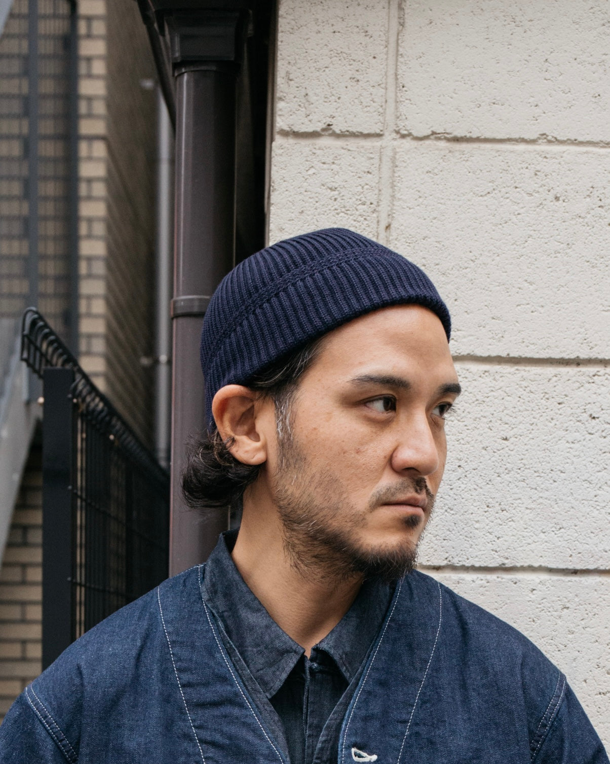#4102-HG4 POST Beanie : high gauge wool knit navy 