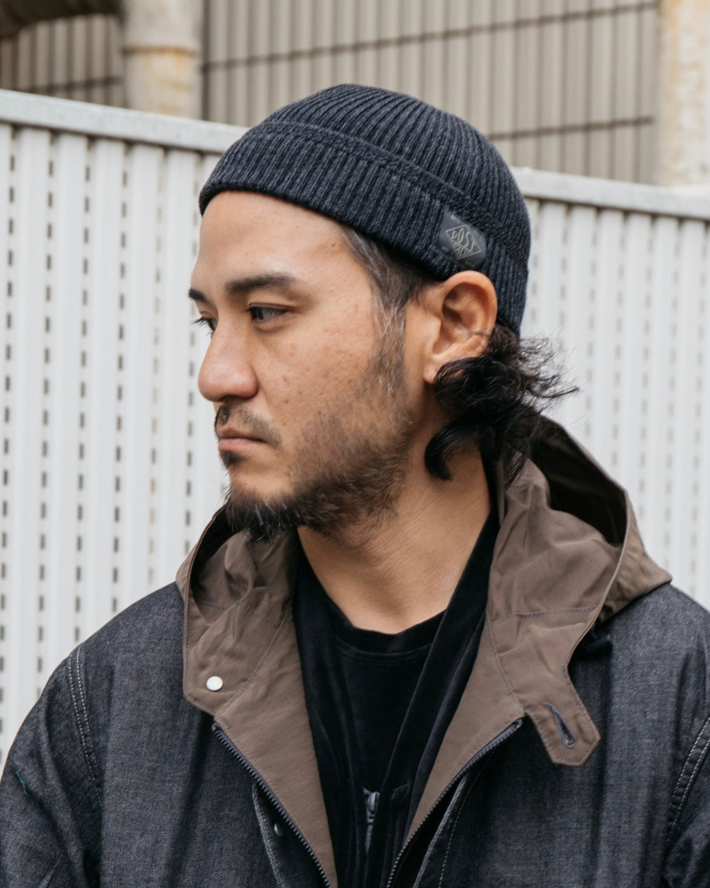 #4102-HG2 POST Beanie : high gauge wool knit chacoal heather 
