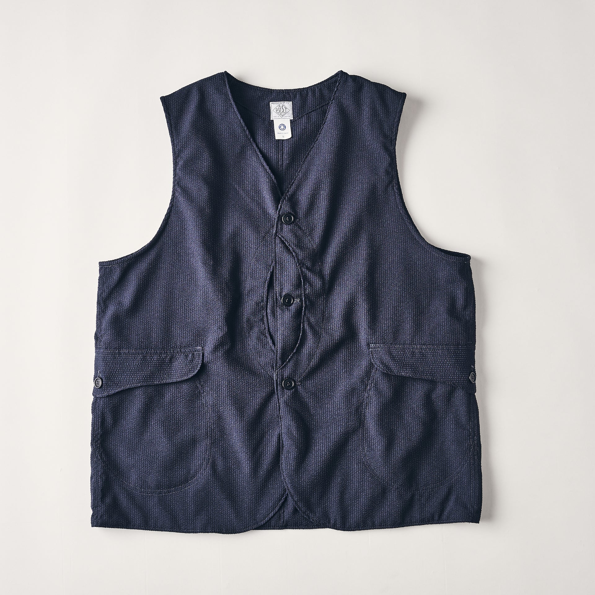 #1512-PSN Royal Traveler : poly seersucker navy