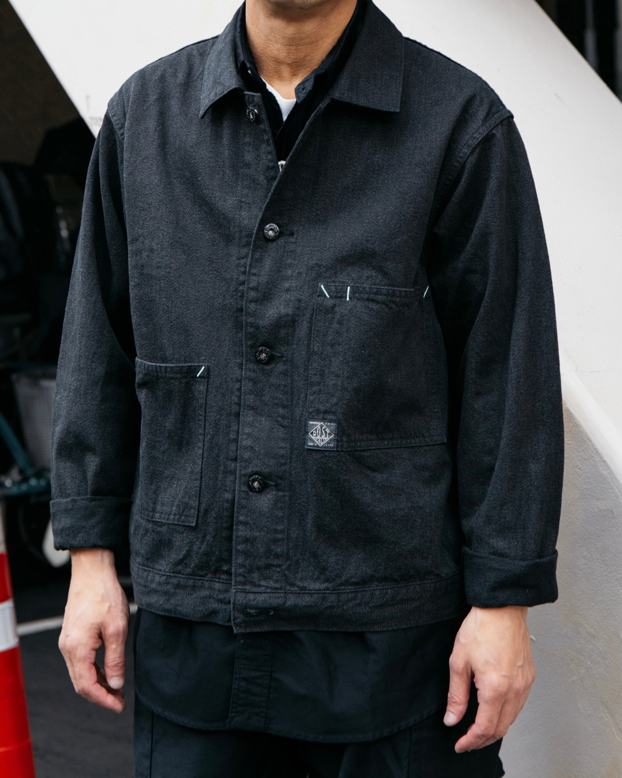 #1110-CC MECHANIC BLOUSE : cotton covert charcoal