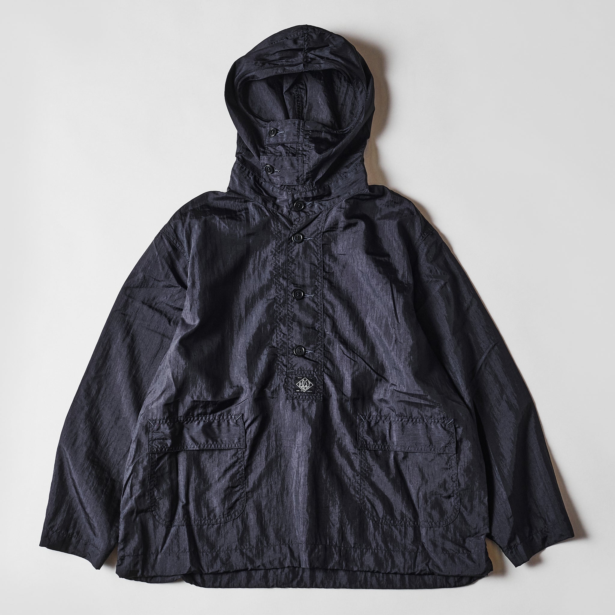 #1105-CTB NAVY Parka : crinkle nylon taffeta black