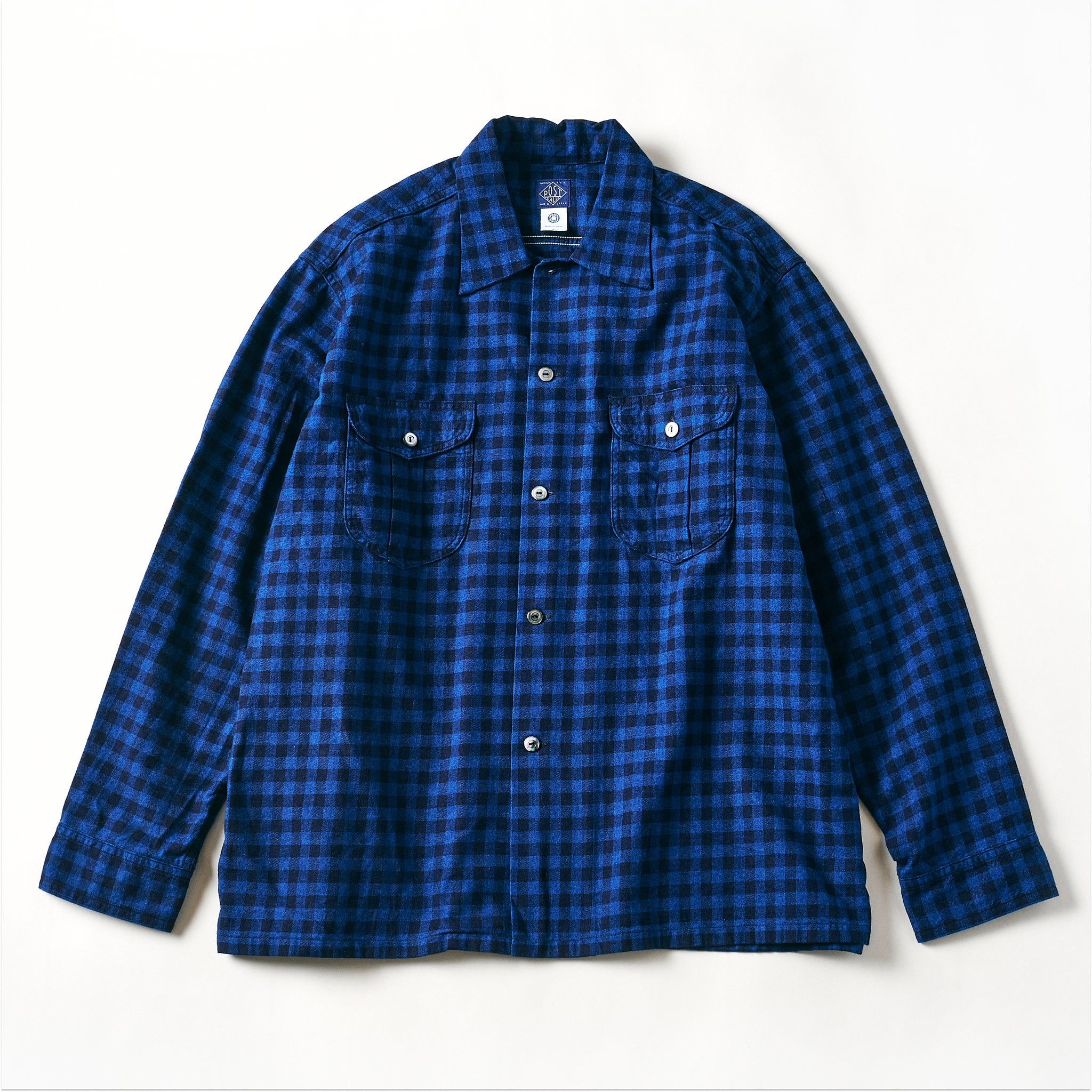 #1208-CF1 New Shirt : cotton flannel check indigo check 1