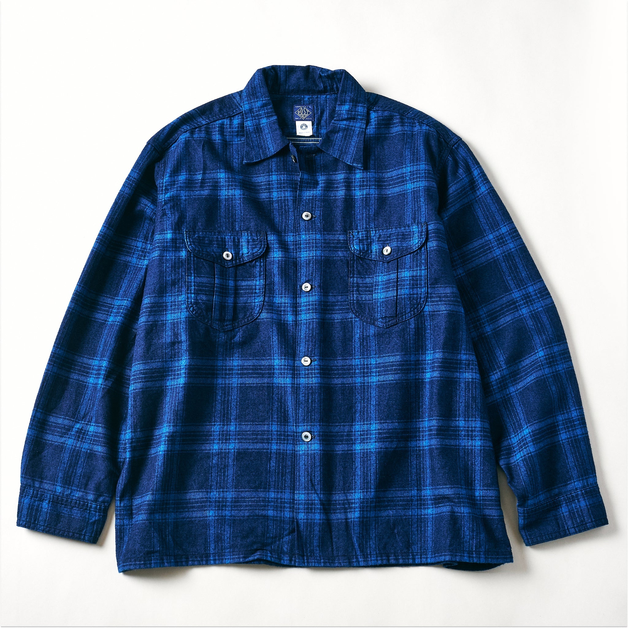 #1208-CF2 New Shirt : cotton flannel check indigo check 2