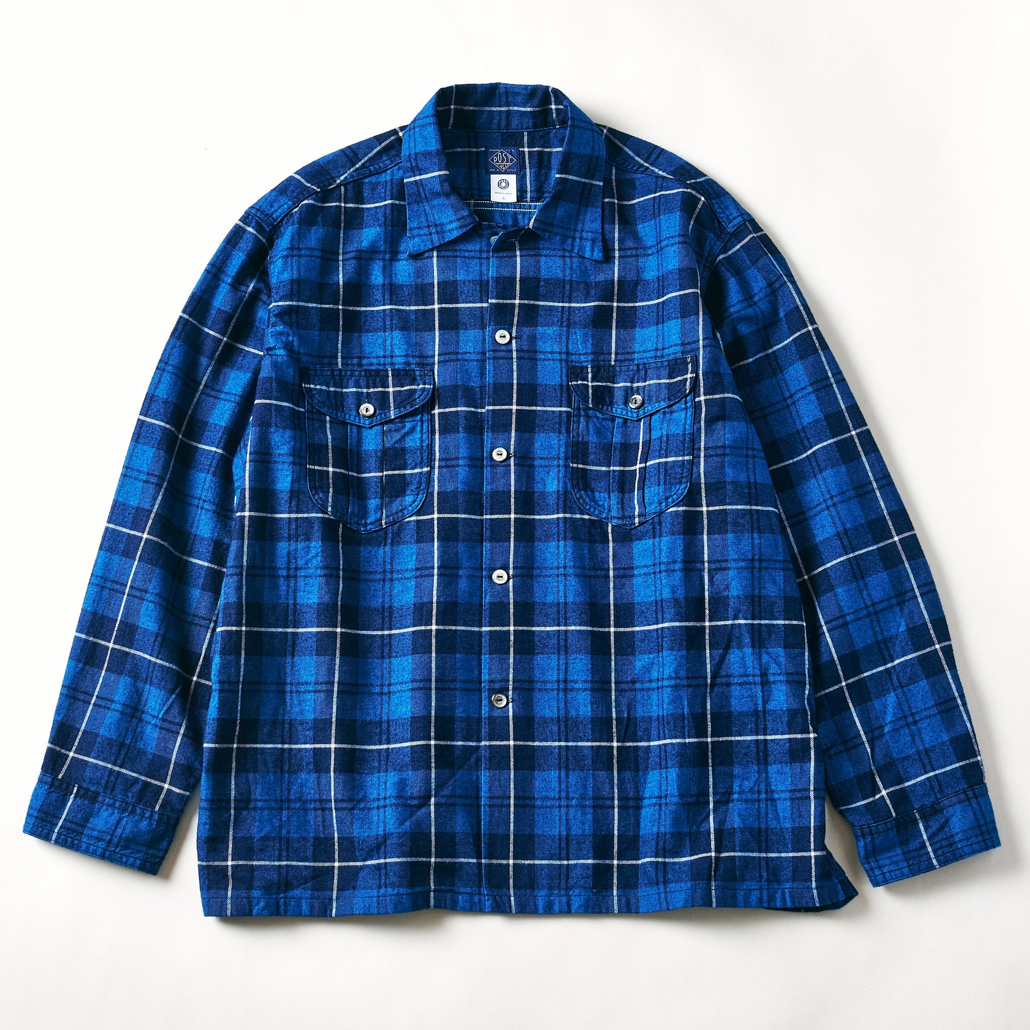 #1208-CF3 New Shirt : cotton flannel check indigo check 3