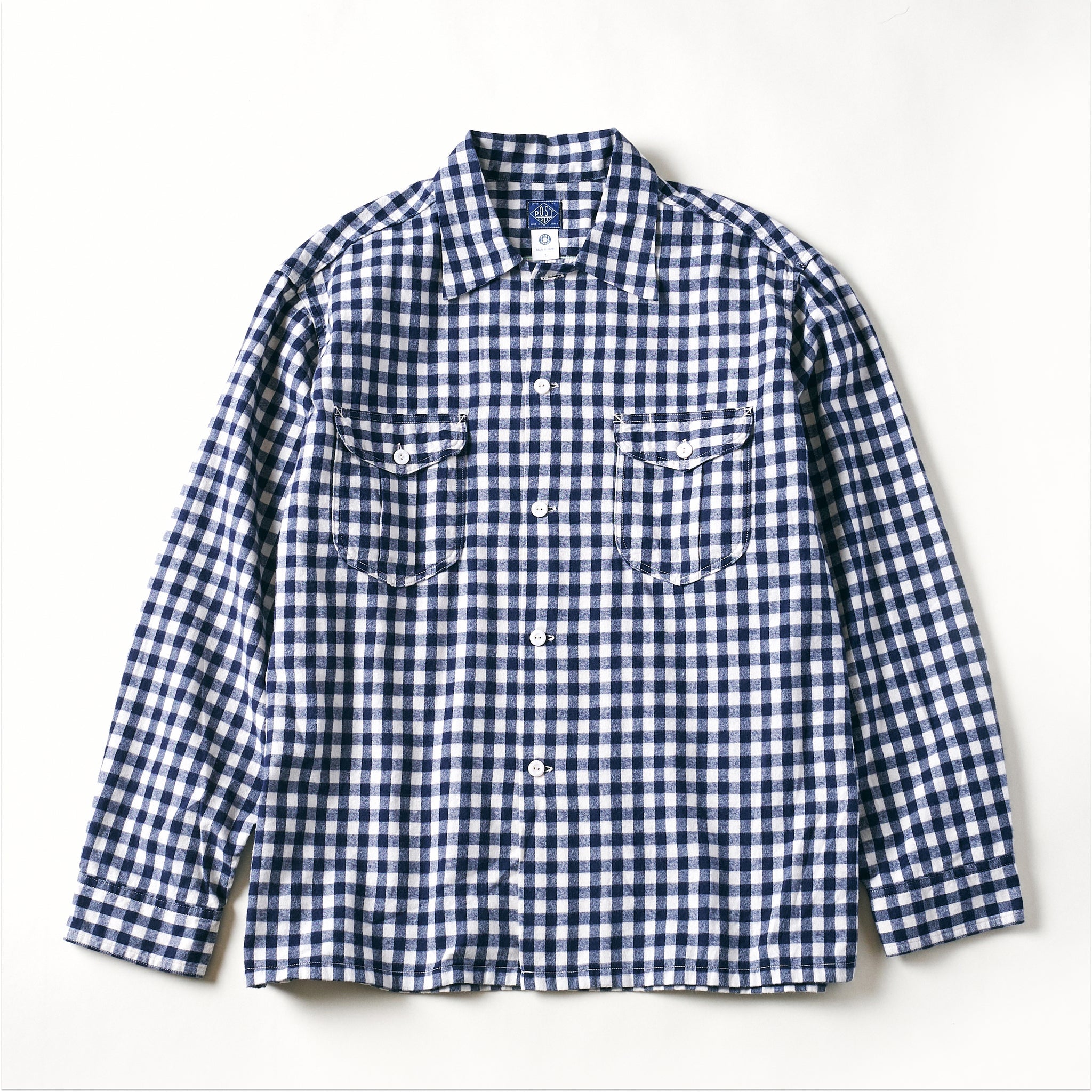 #1208-FBN New Shirt : flannel block check navy