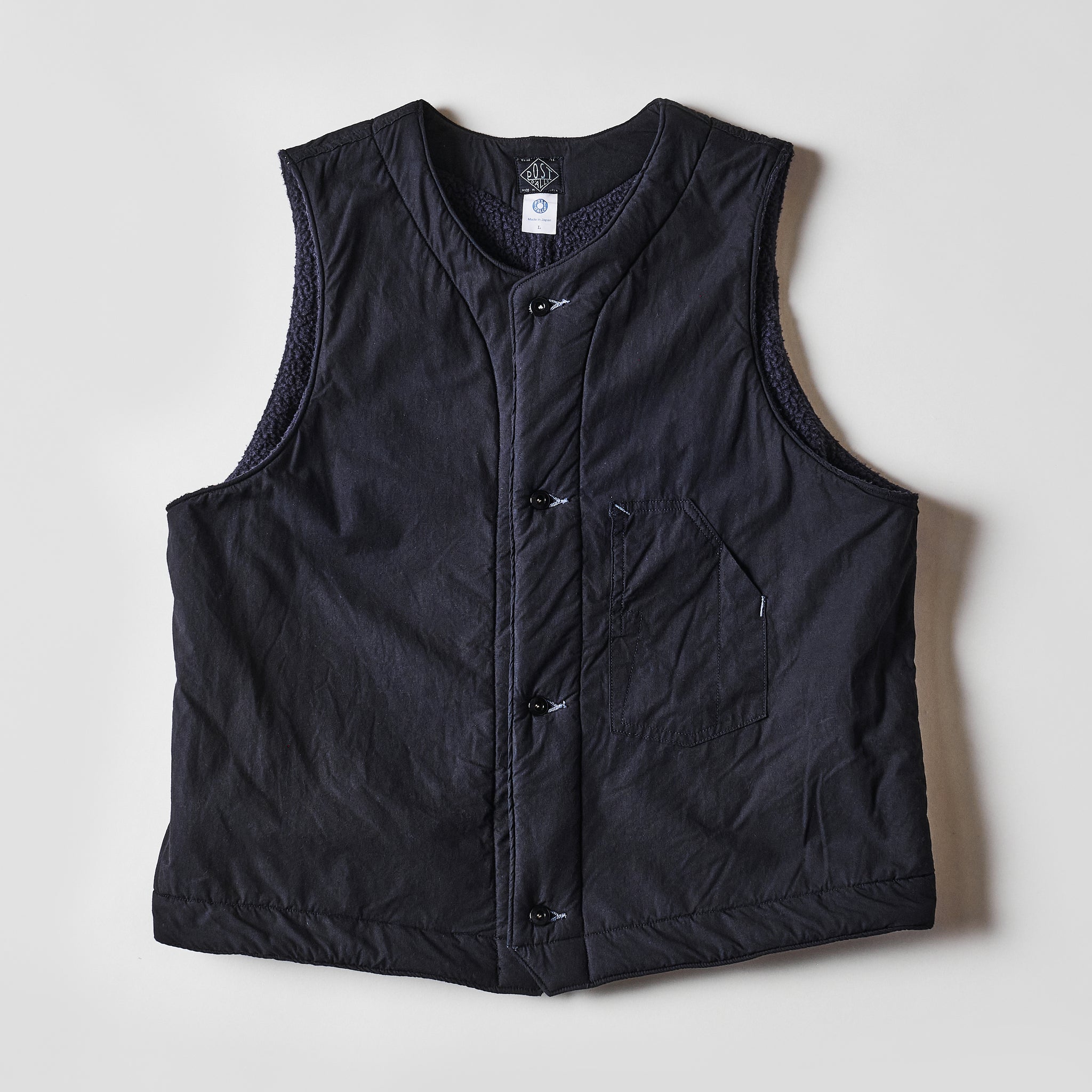 #1501-CPB 1 Pocket Vest (Fleece Lined) : cotton typewriter cloth x Polar Tech Sherpa black