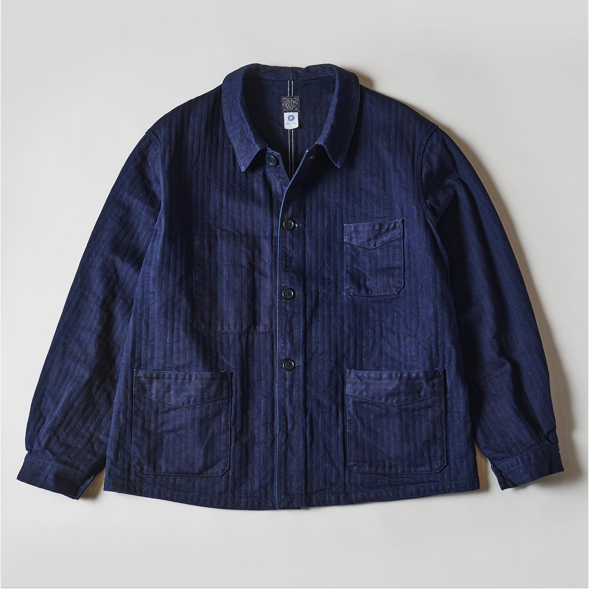#3119-HBI POS-Travail : herringbone denim double indigo