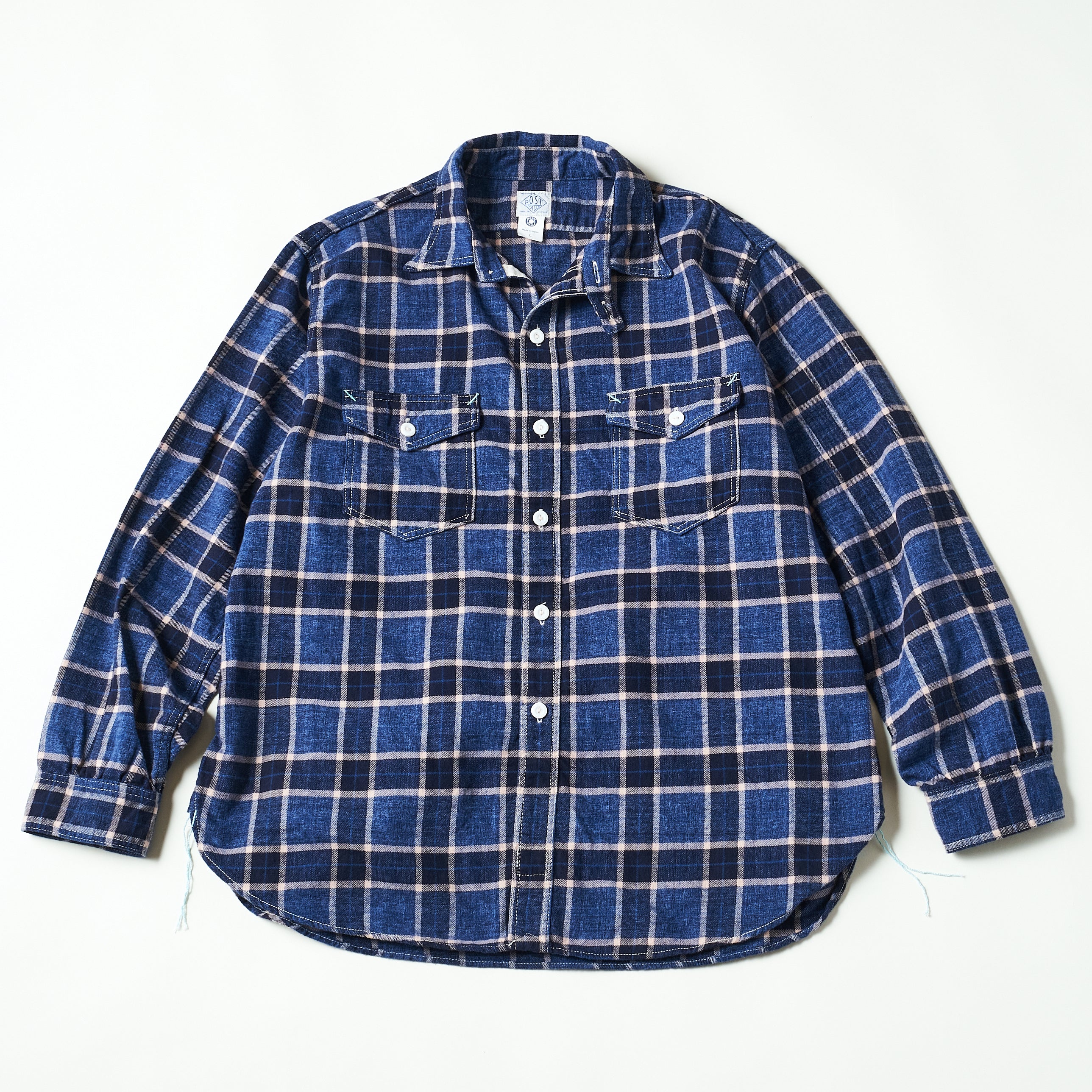 #3216-FP1 The NAVY CUT 2 : cotton flannel plaid indigo heather
