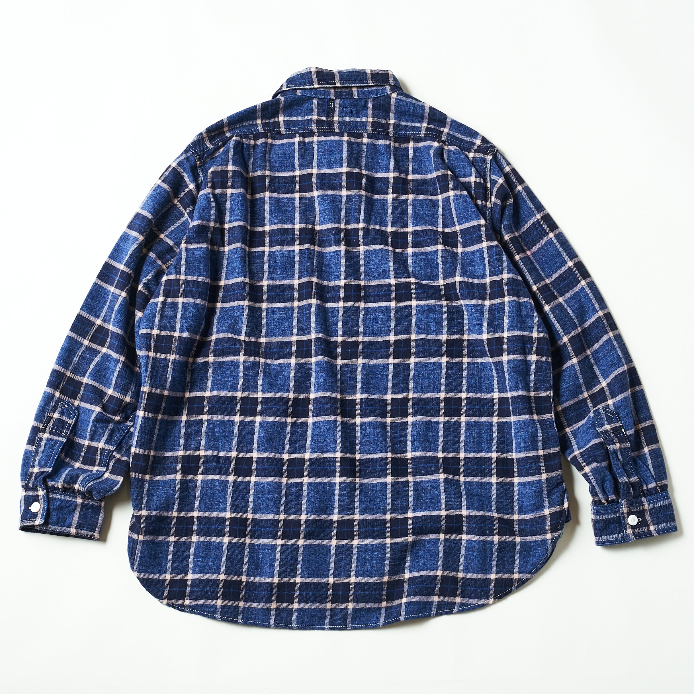 #3216-FP1 The NAVY CUT 2 : cotton flannel plaid indigo heather