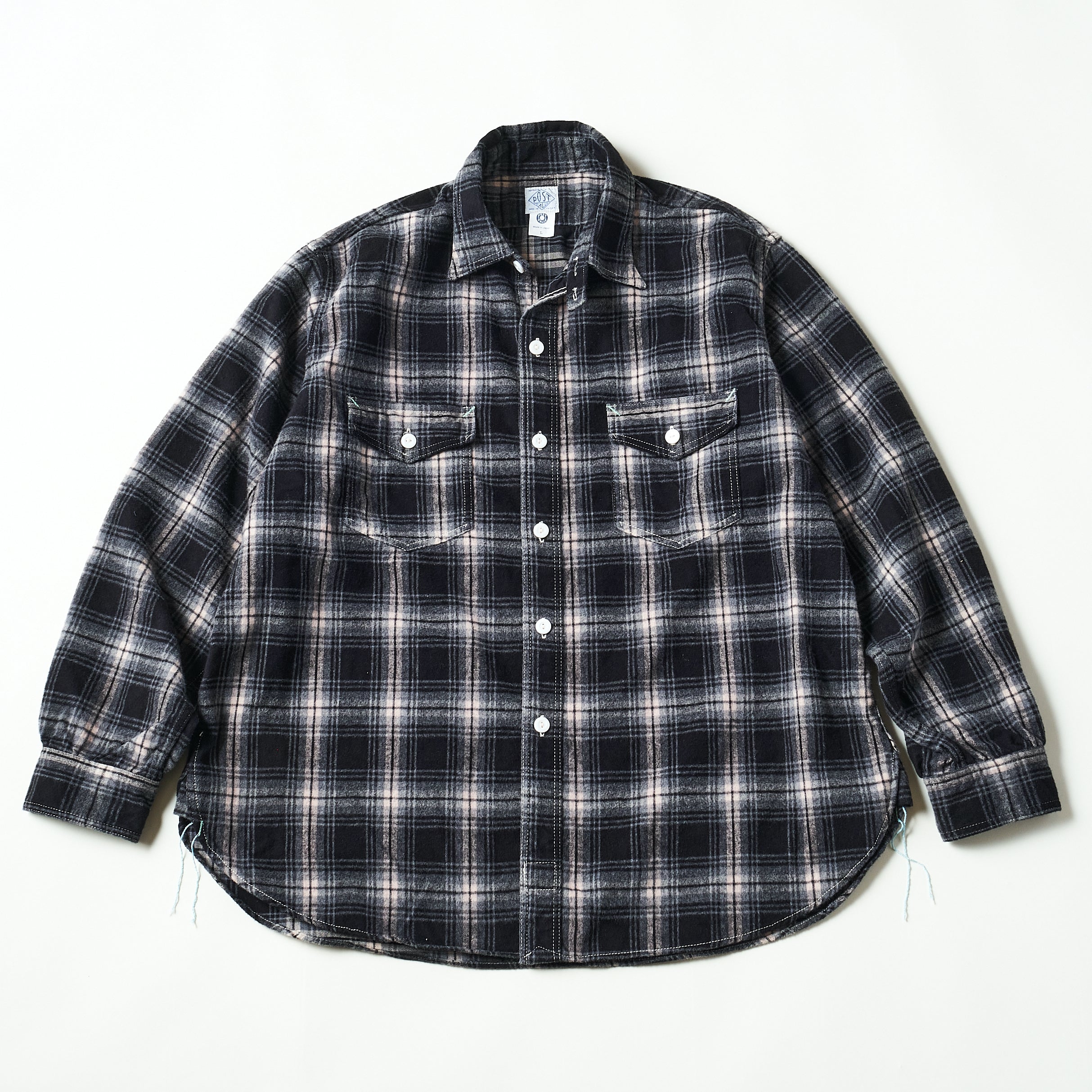 #3216-FP3 The NAVY CUT 2 : cotton flannel plaid black