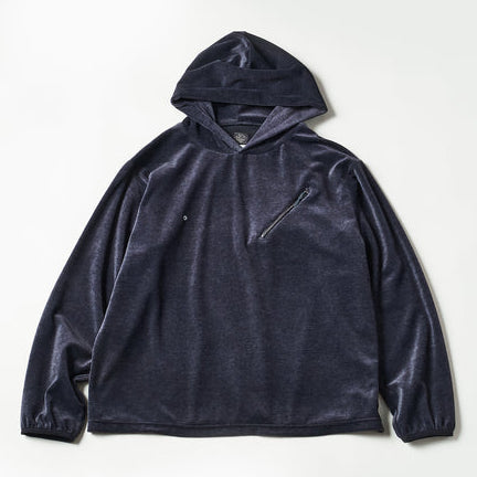 #3613-V1 E-Z Hoodie LLC 2 : poly/cotton velour blue grey