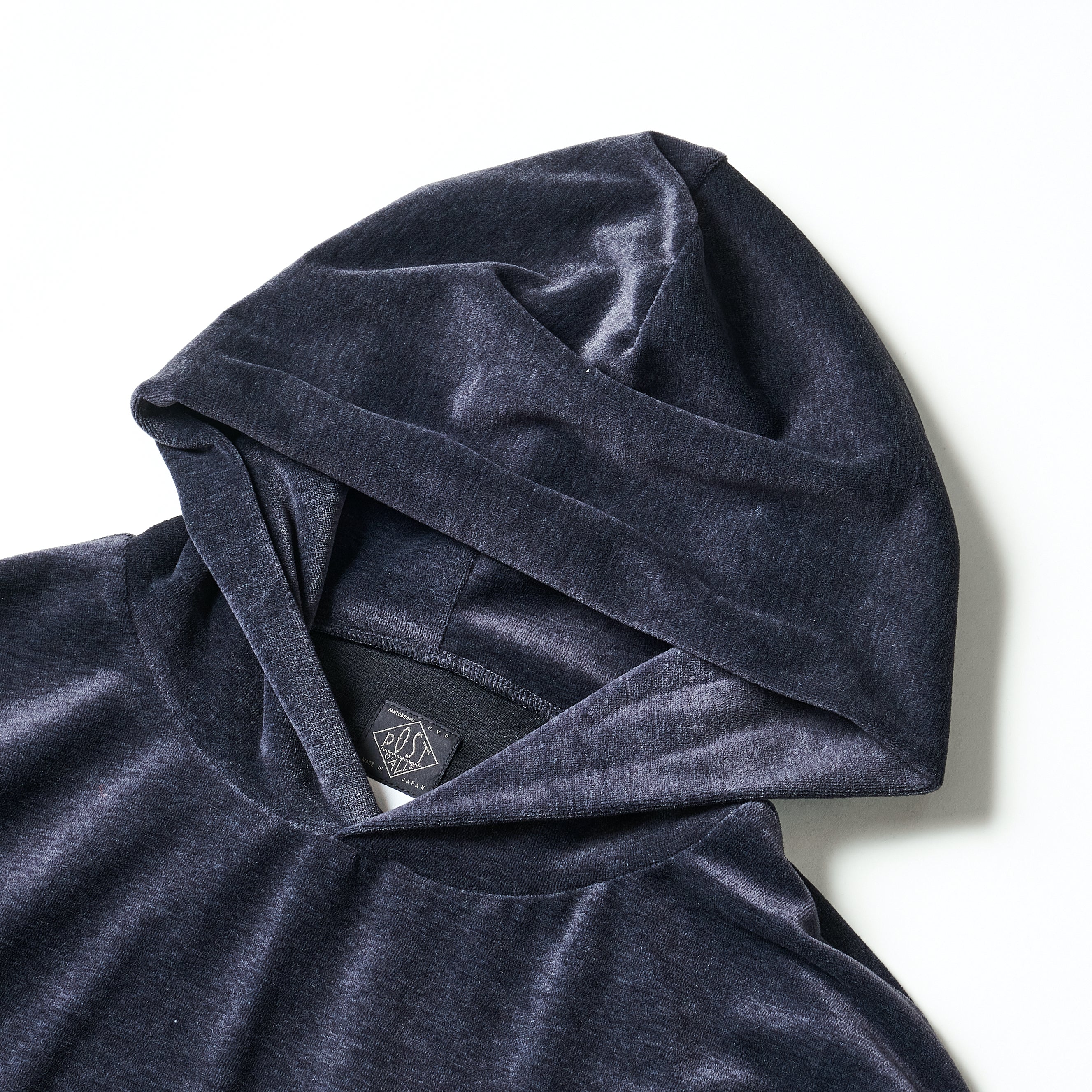 #3613-V1 E-Z Hoodie LLC 2 : poly/cotton velour blue grey