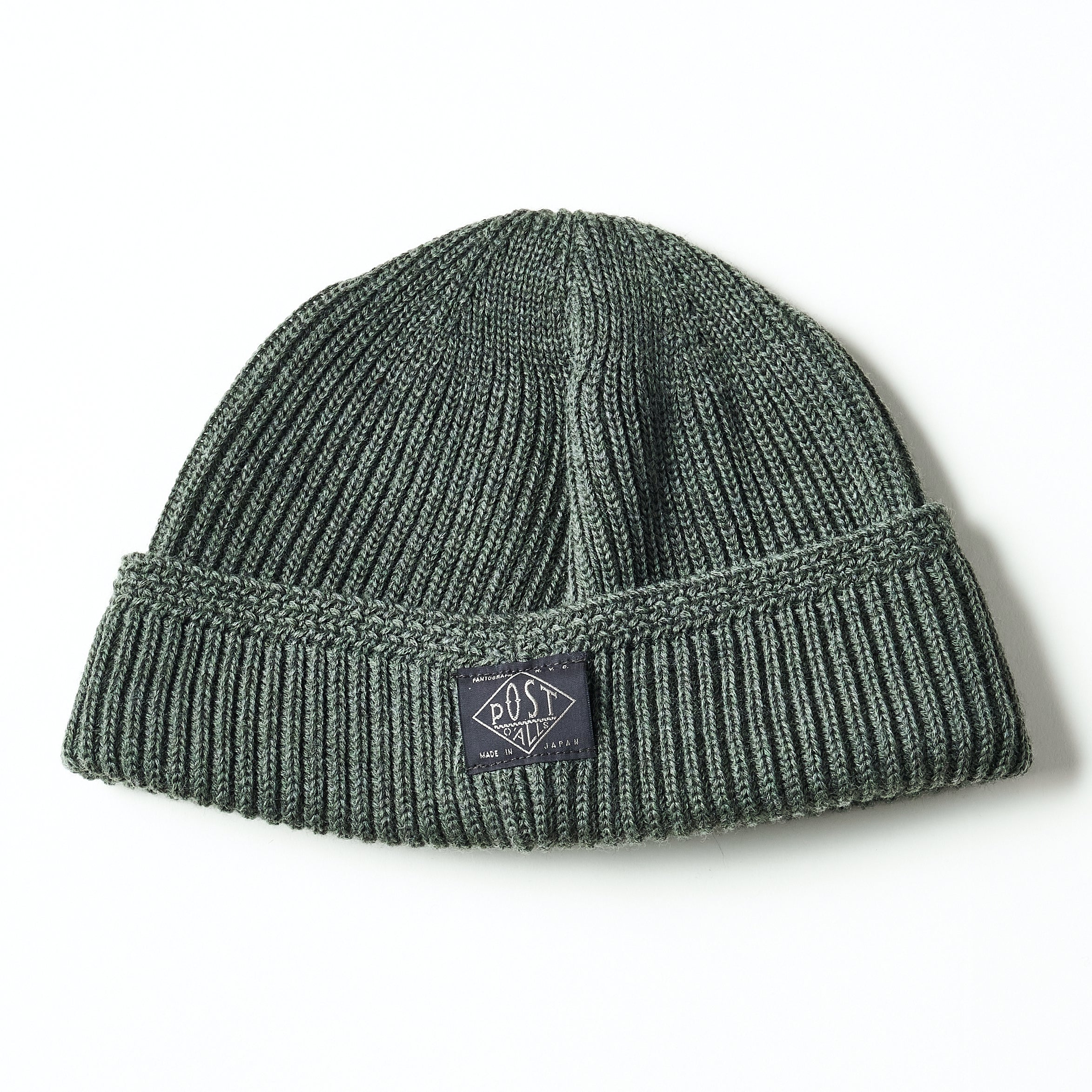 #4102-HG5 POST Beanie : high gauge wool knit green heather 