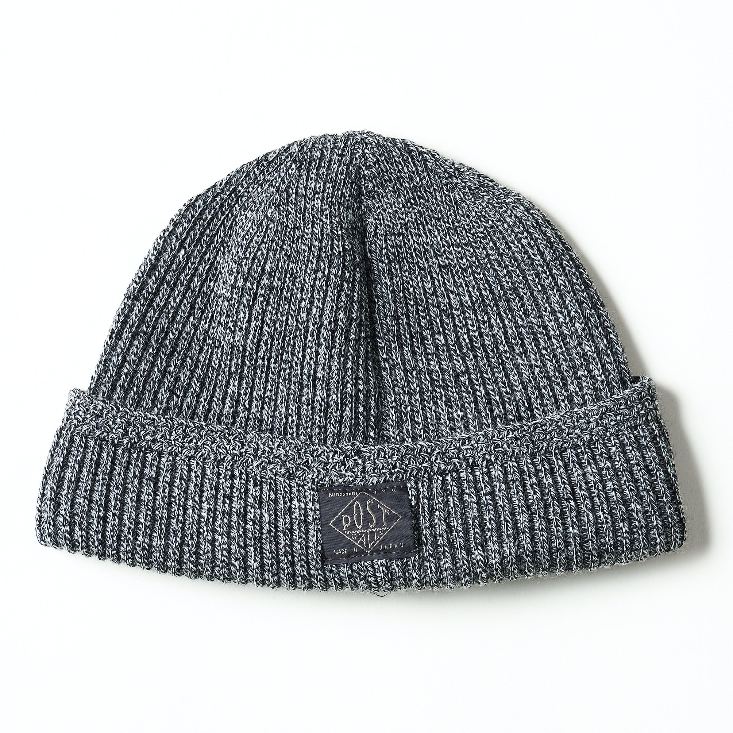 #4102-HG3 POST Beanie : high gauge wool knit salt &amp; pepper 