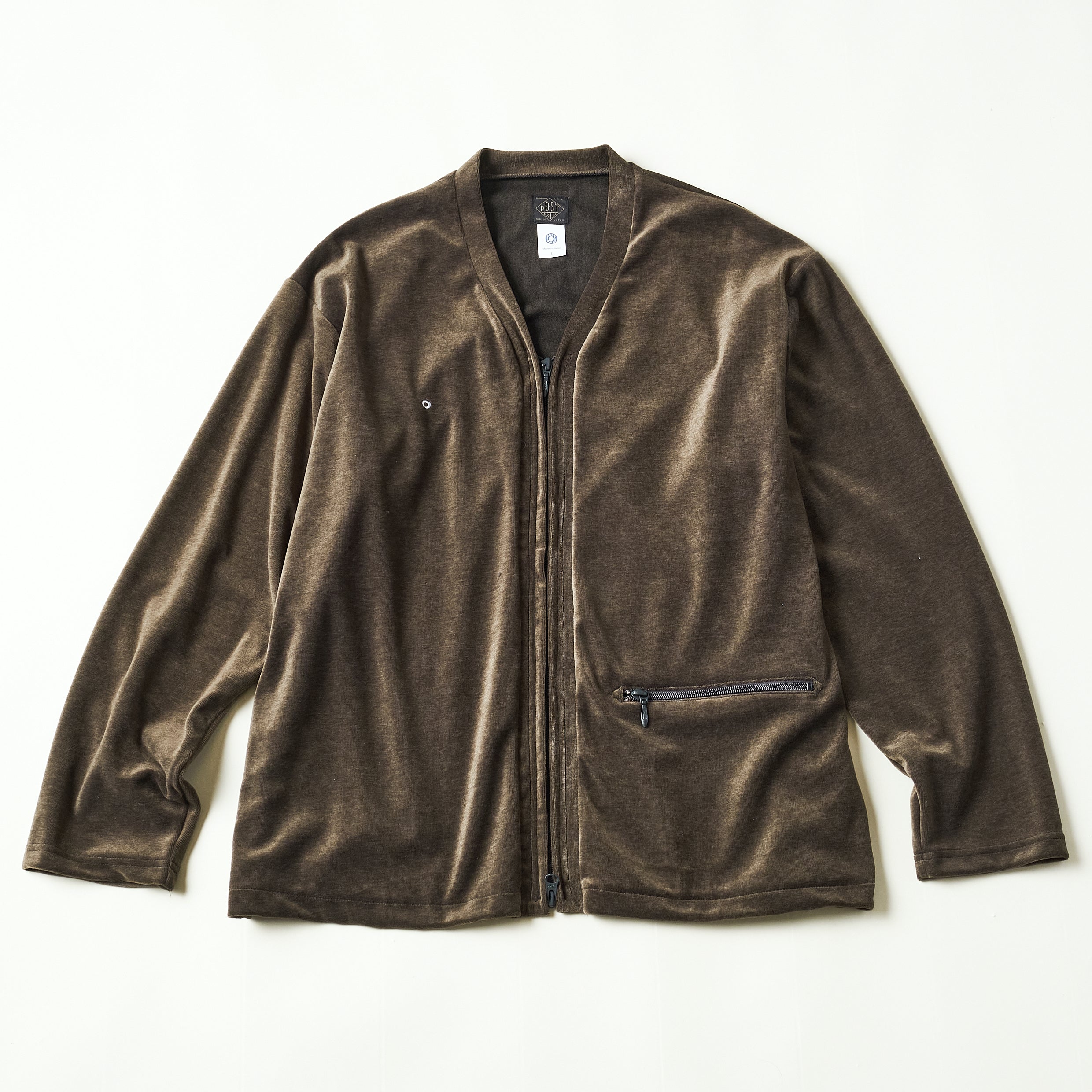 #3609-V2 E-Z Zip Cardigan : poly/cotton velour moss