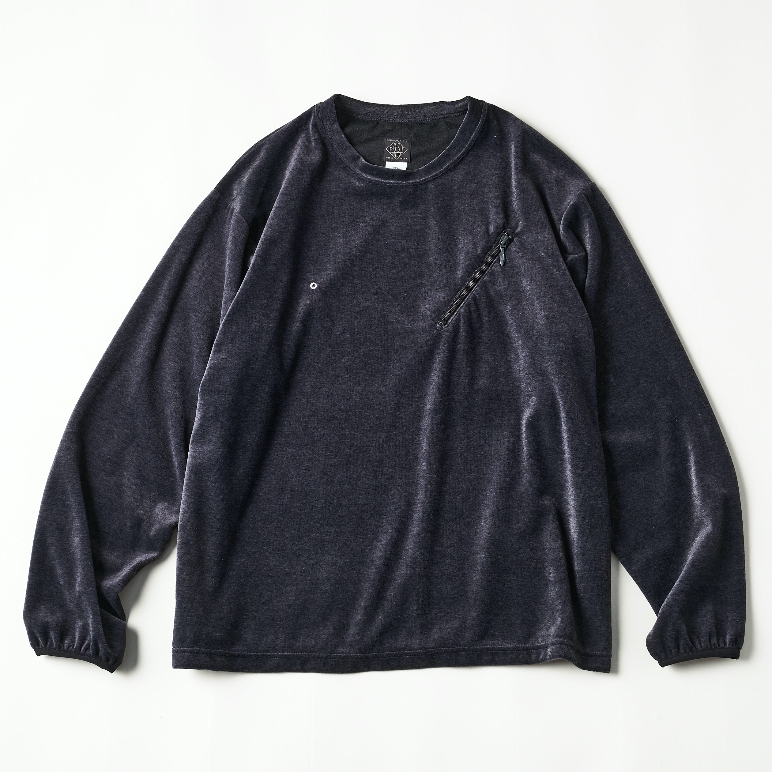 #3612-V1 E-Z Long Sleeve Tee 2 : poly/cotton velour blue grey