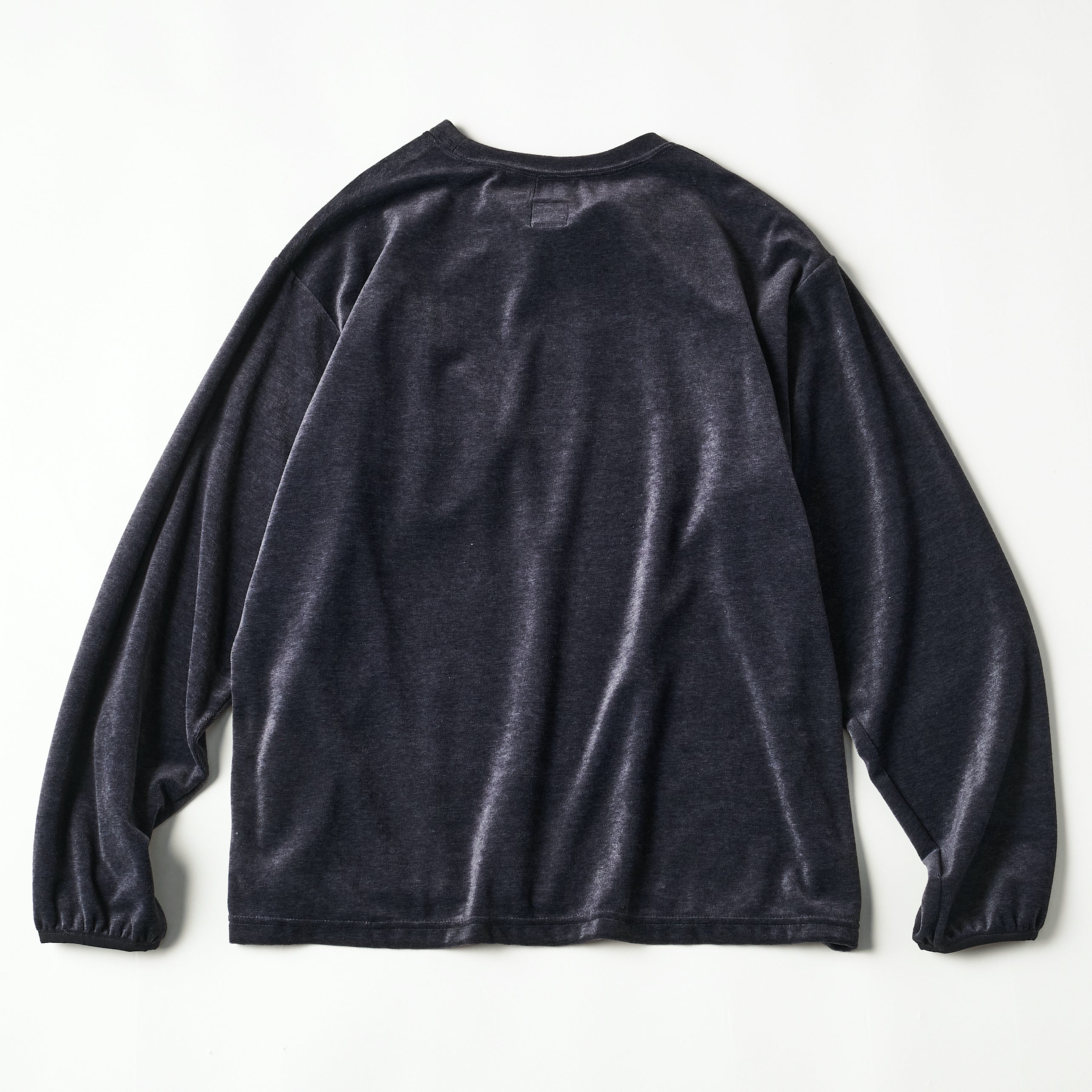 #3612-V1 E-Z Long Sleeve Tee 2 : poly/cotton velour blue grey