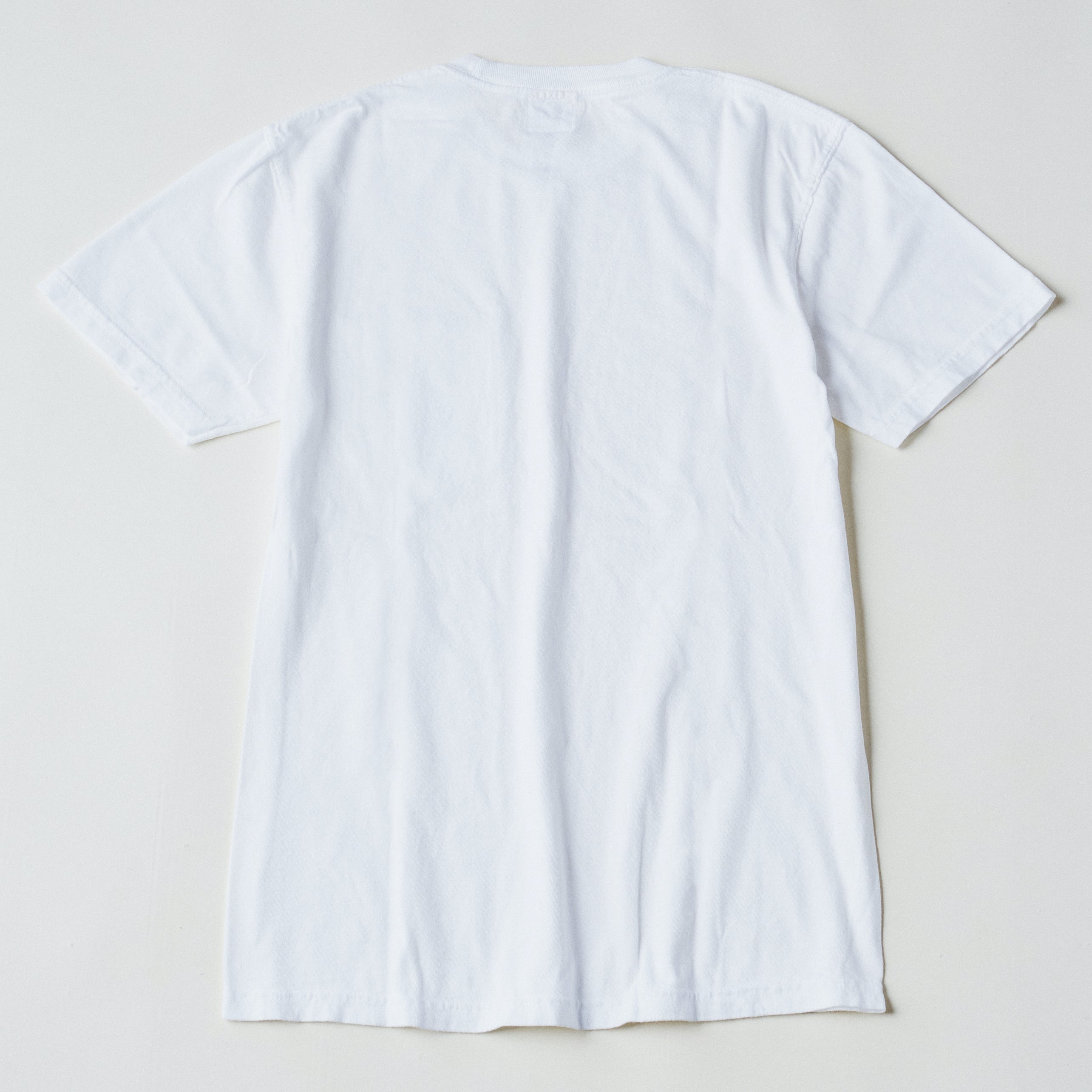 #3004 I like POST pocket Tee : pigment dyed cotton jersey  white/grey print (Shop Special)