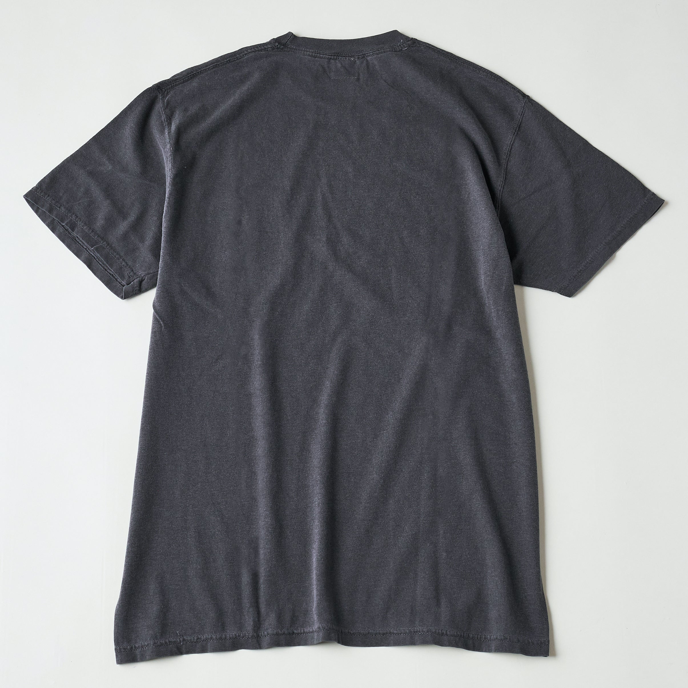 #3004 I like POST pocket Tee : pigment dyed cotton jersey charcoal/white print (Shop Special)