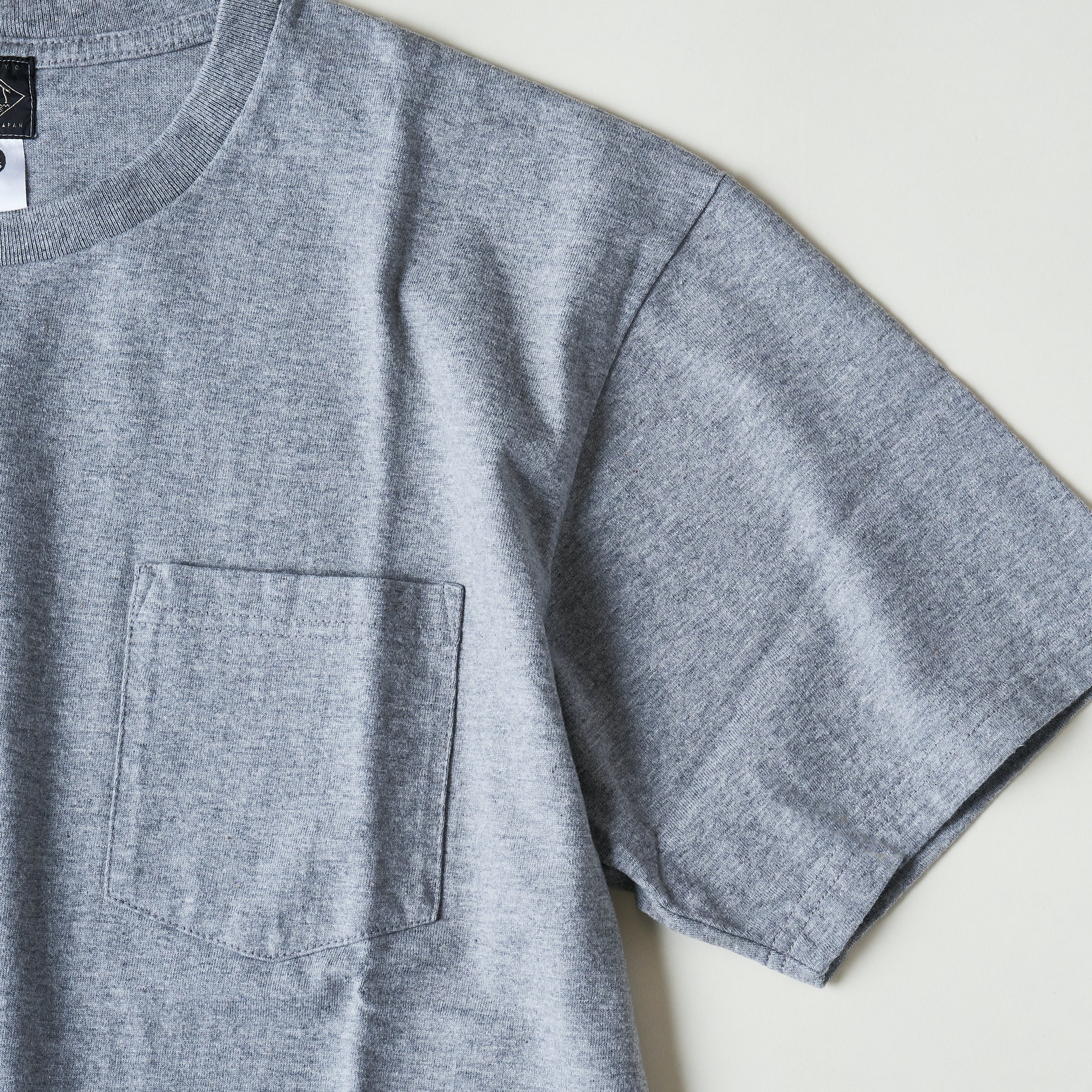 #3614 Crew Pocket T HJH : heavy wt. jersey grey heather