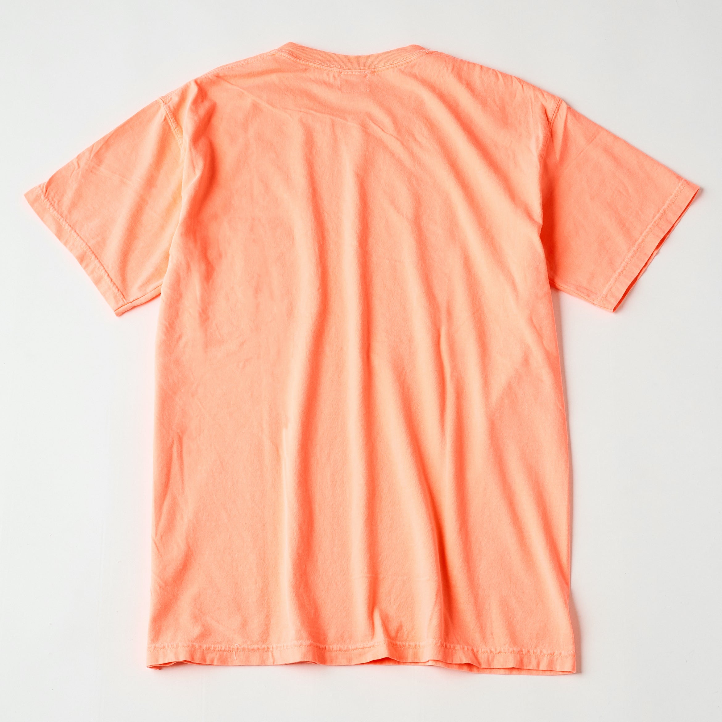 #3004 I like POST pocket Tee : pigment dyed cotton jersey neon orange/white print (Shop Special)
