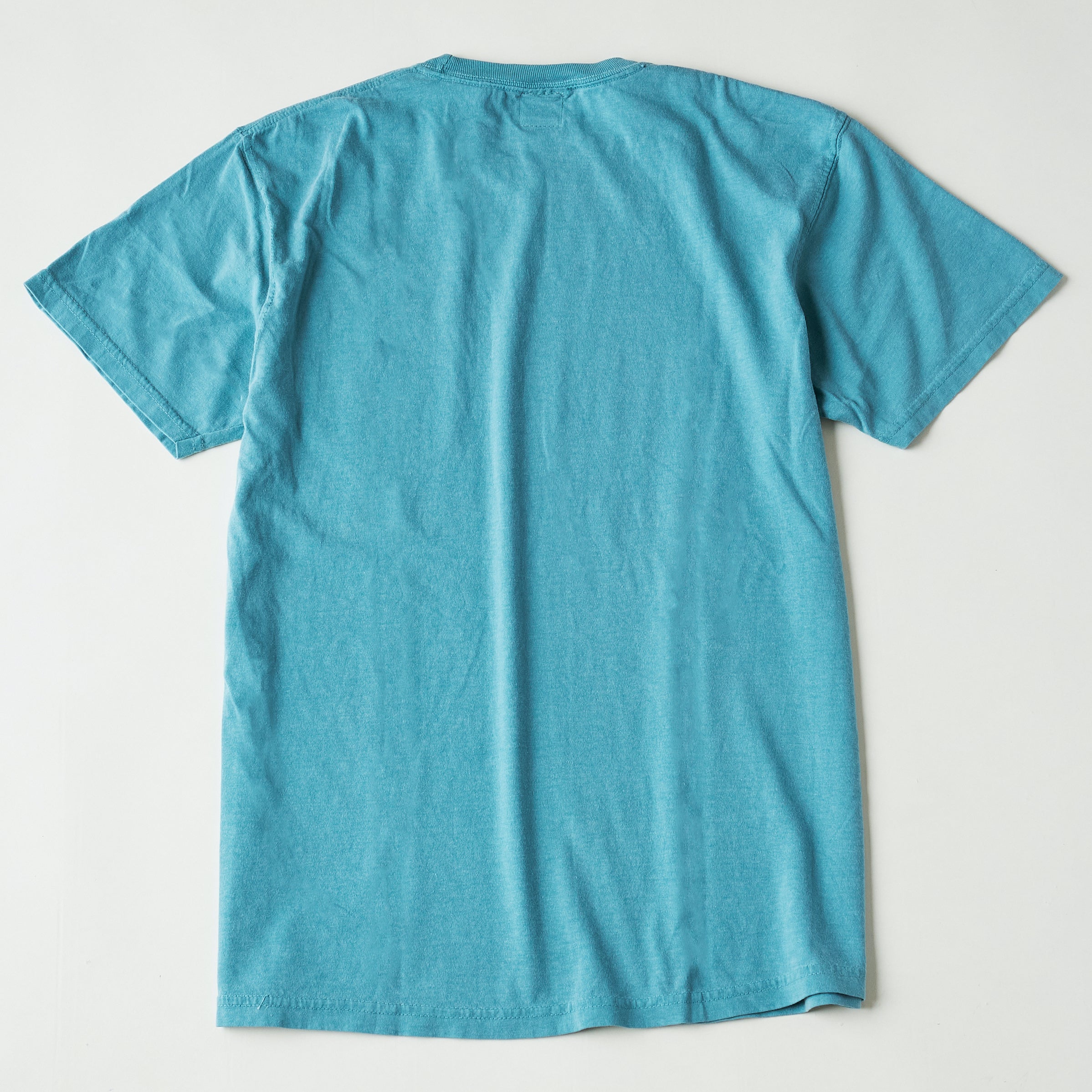 #3004 I like POST pocket Tee : pigment dyed cotton jersey green/white print (Shop Special)