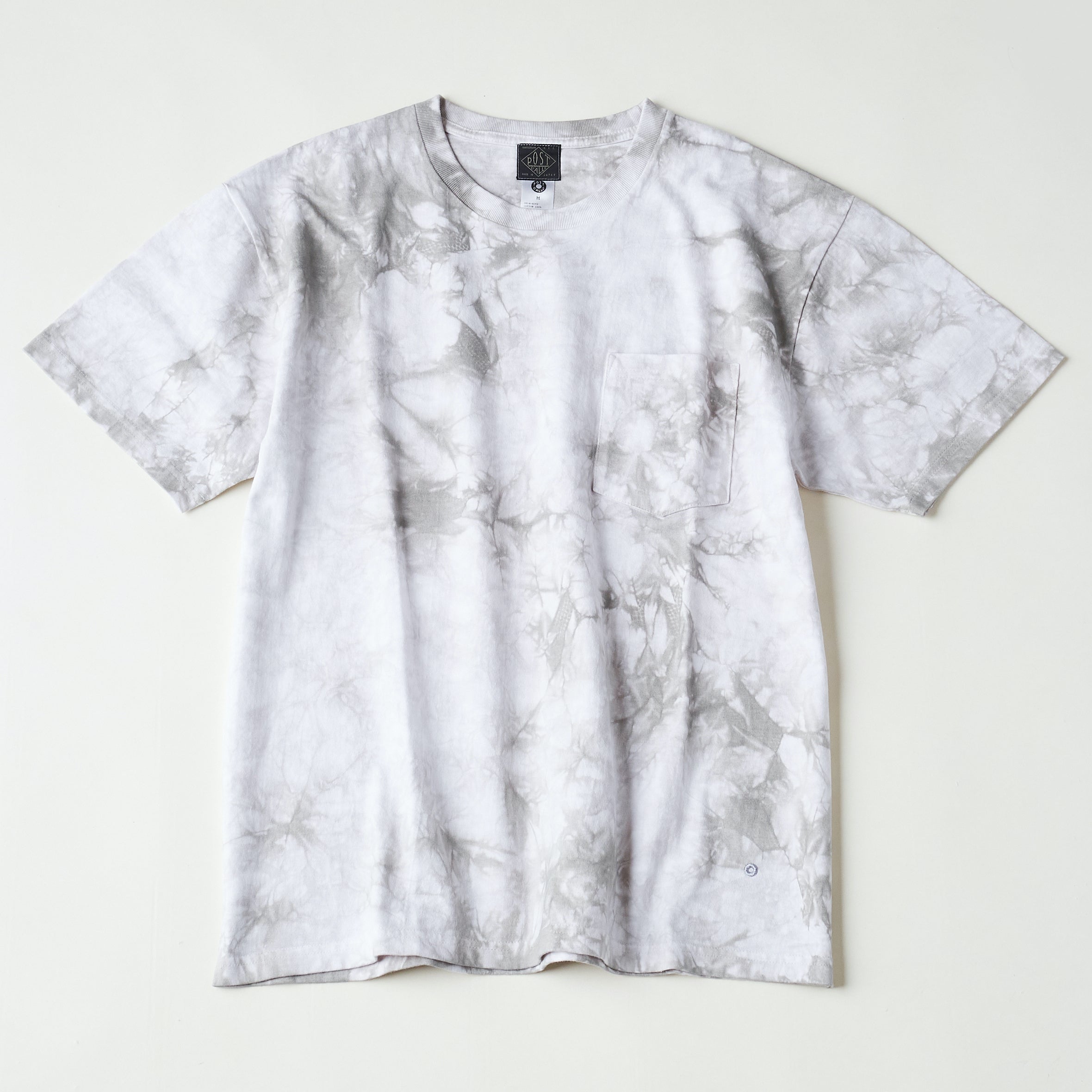 #3614 Crew Pocket T HJT2 : heavy wt. jersey white x grey tie dye