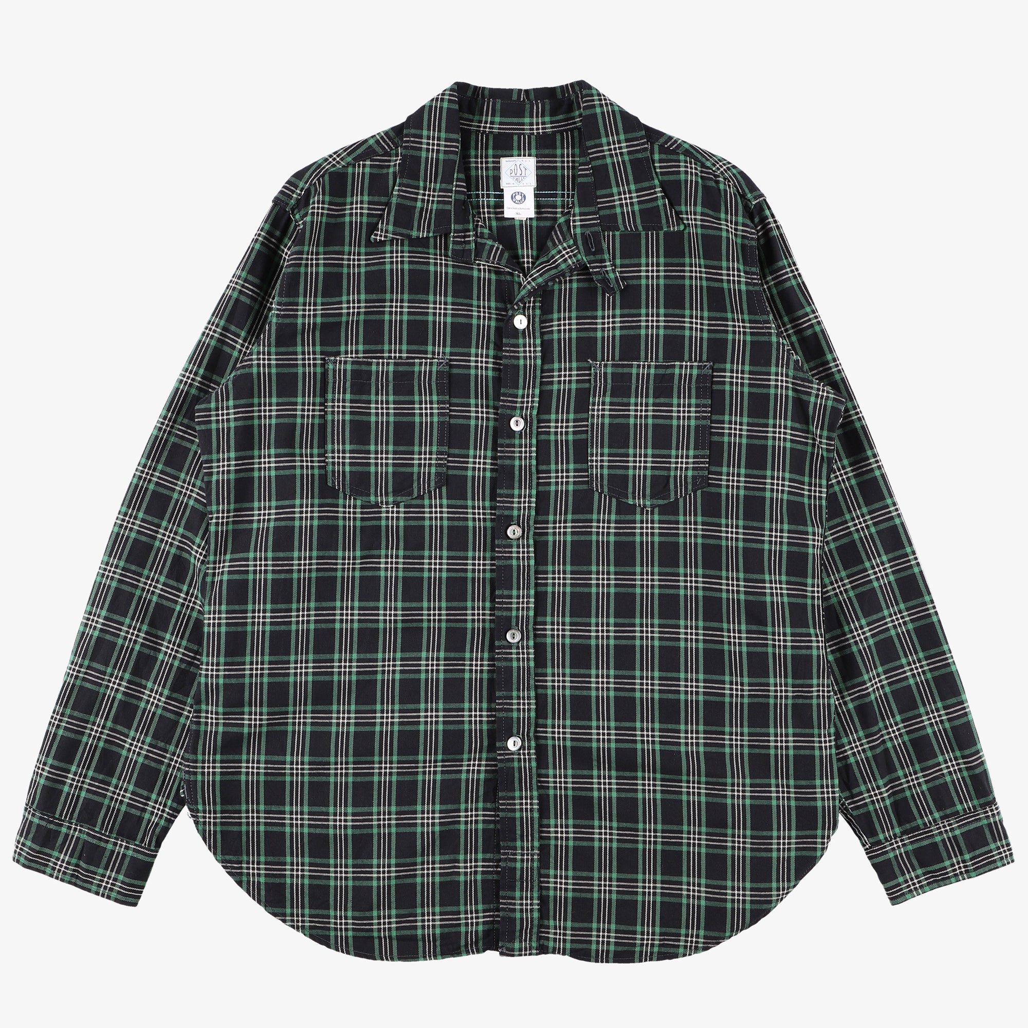 #2216 The POST III-R-W PT : plaid twill black/green/white