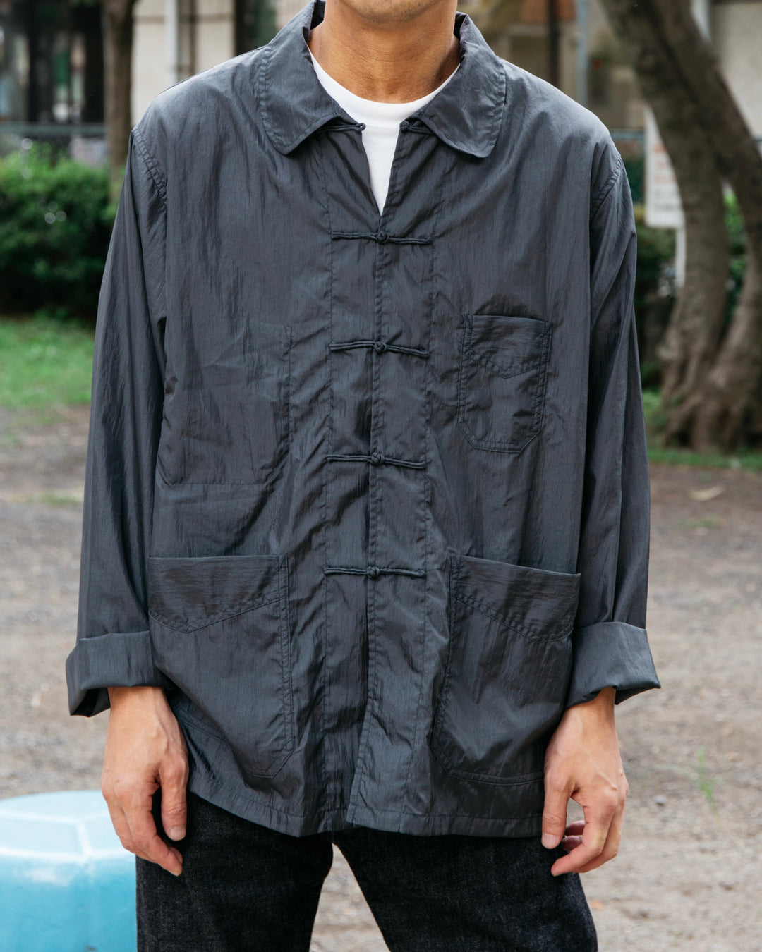3107-CT1 POST Chinois : crinkle nylon taffeta charcoal
