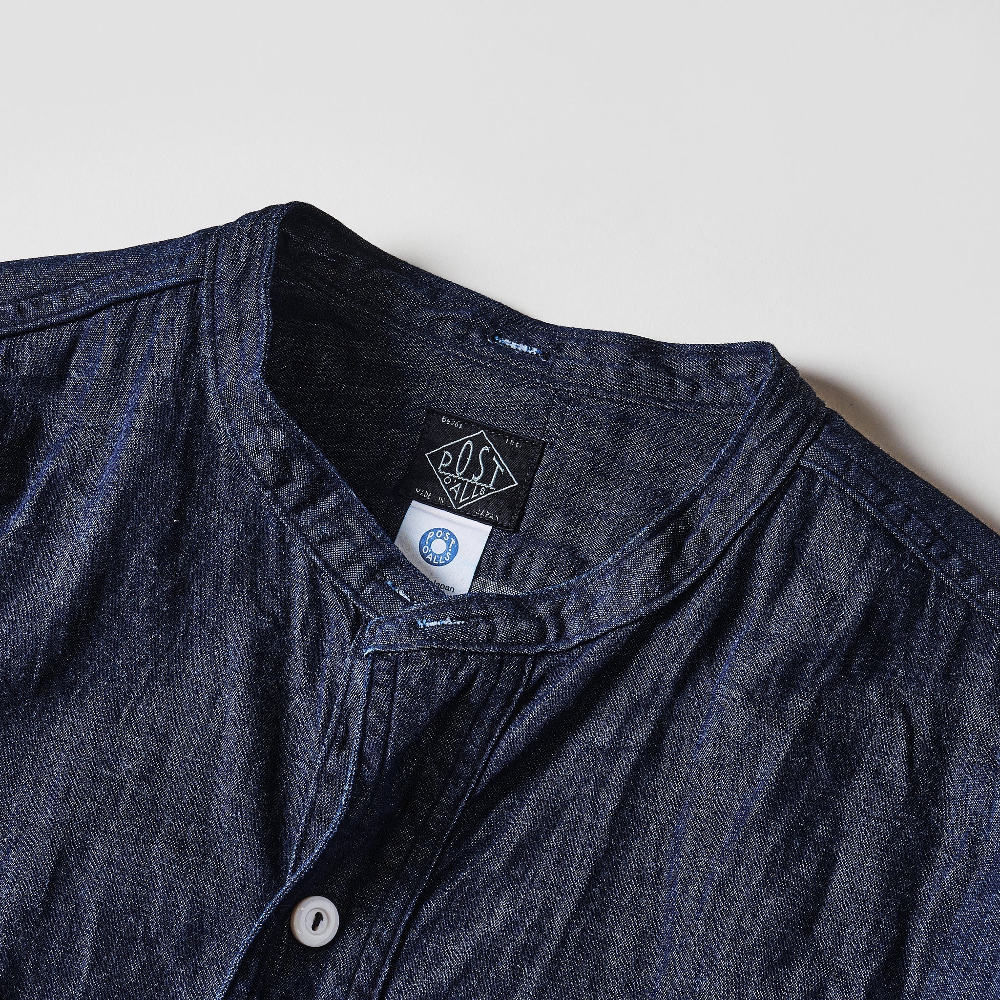#1203-LDI Band collar shirt : light denim indigo (23FW)