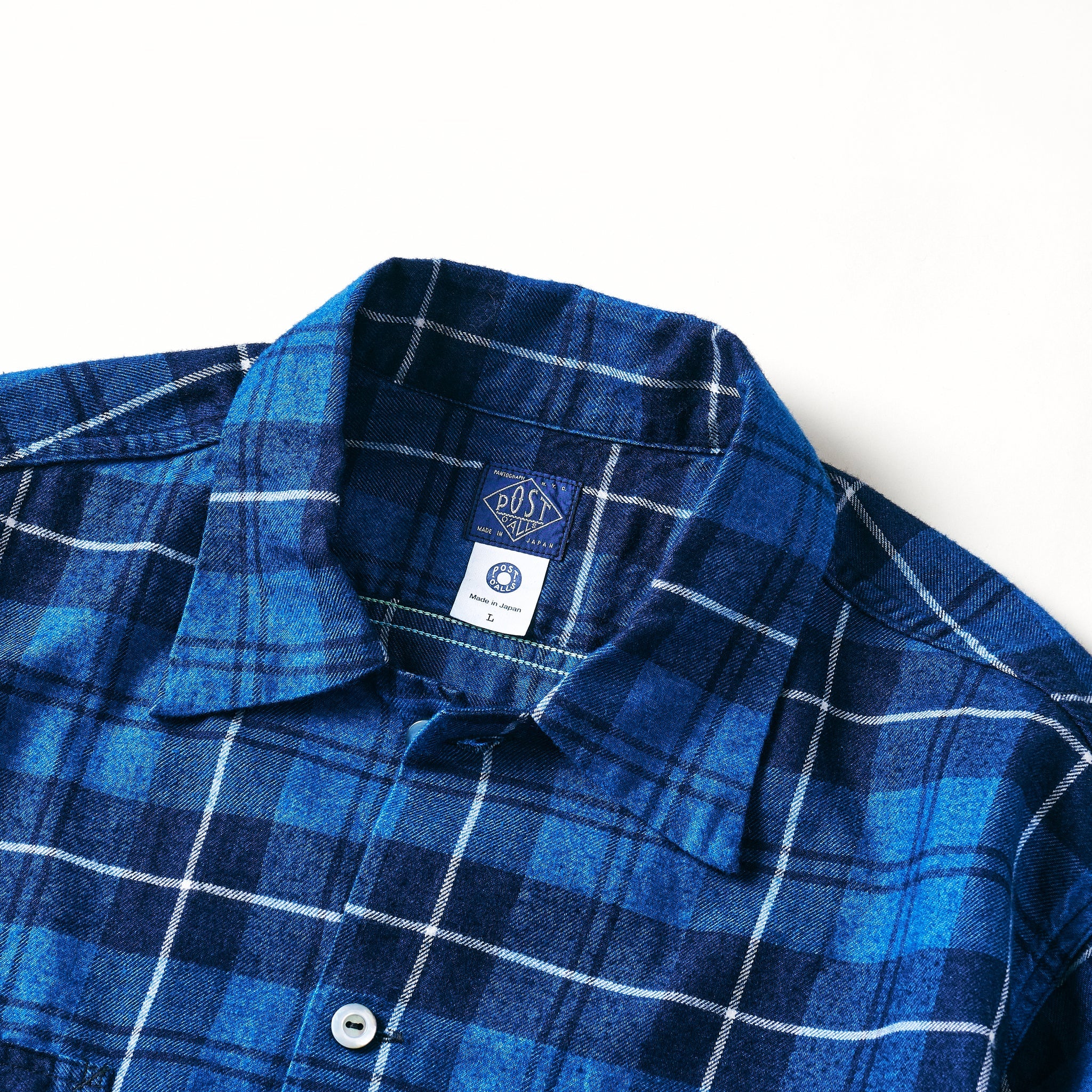 #1208-CF3 New Shirt : cotton flannel check indigo check 3