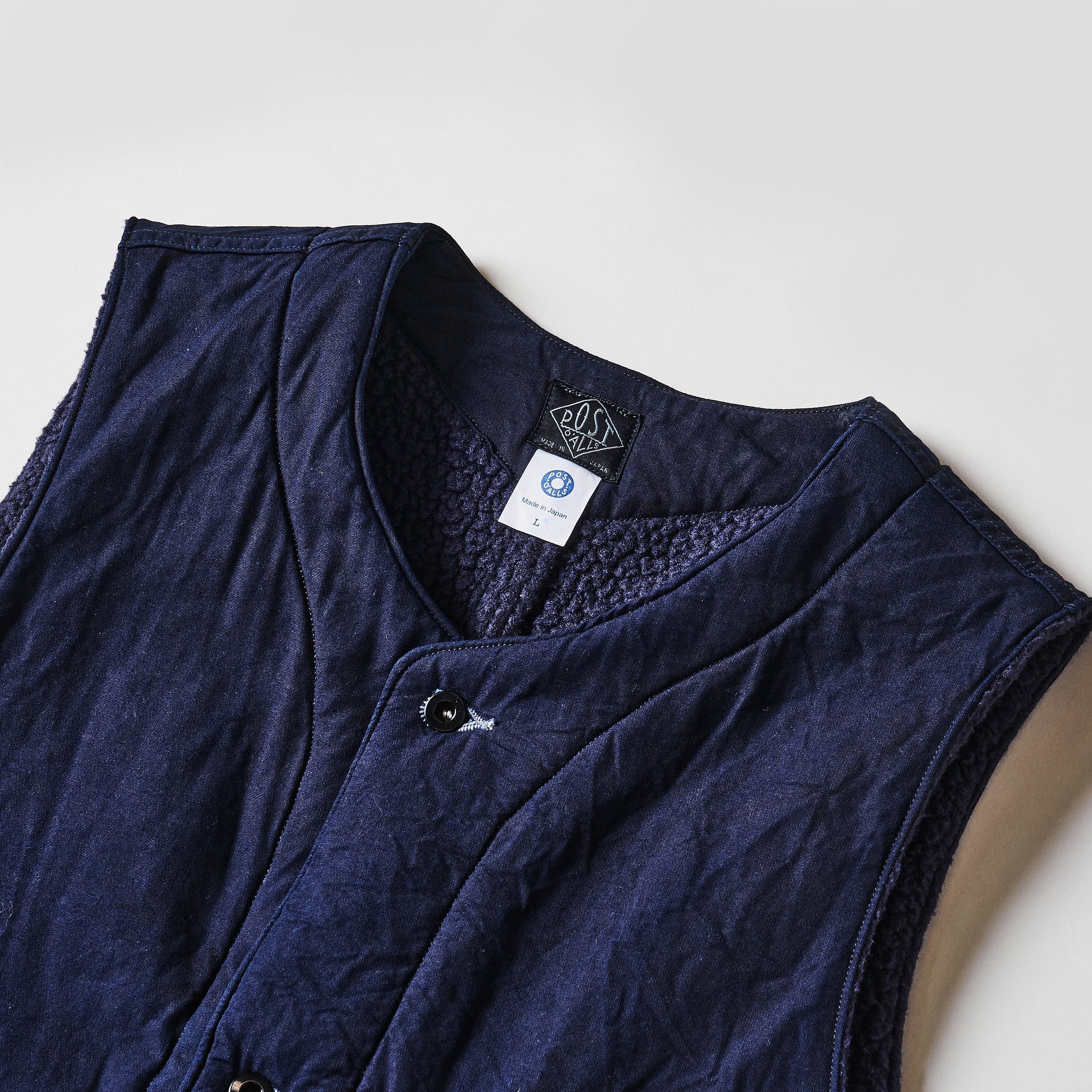 #1501-IS 1 Pocket Vest (Fleece Lined) : indigo sheeting x Polar Tech Sherpa