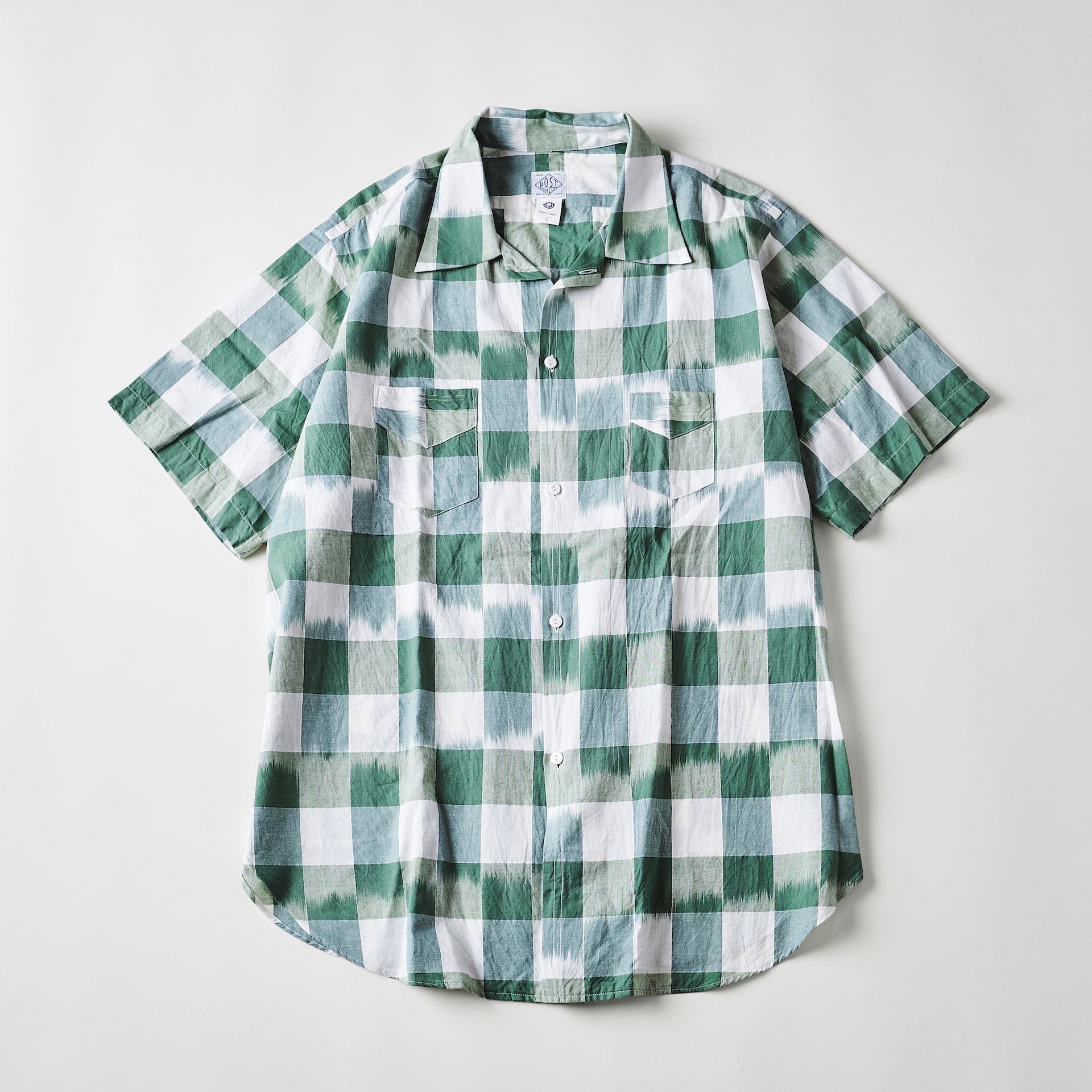 #3211S-ICG NEUTRA 3 S/S : ikat check green