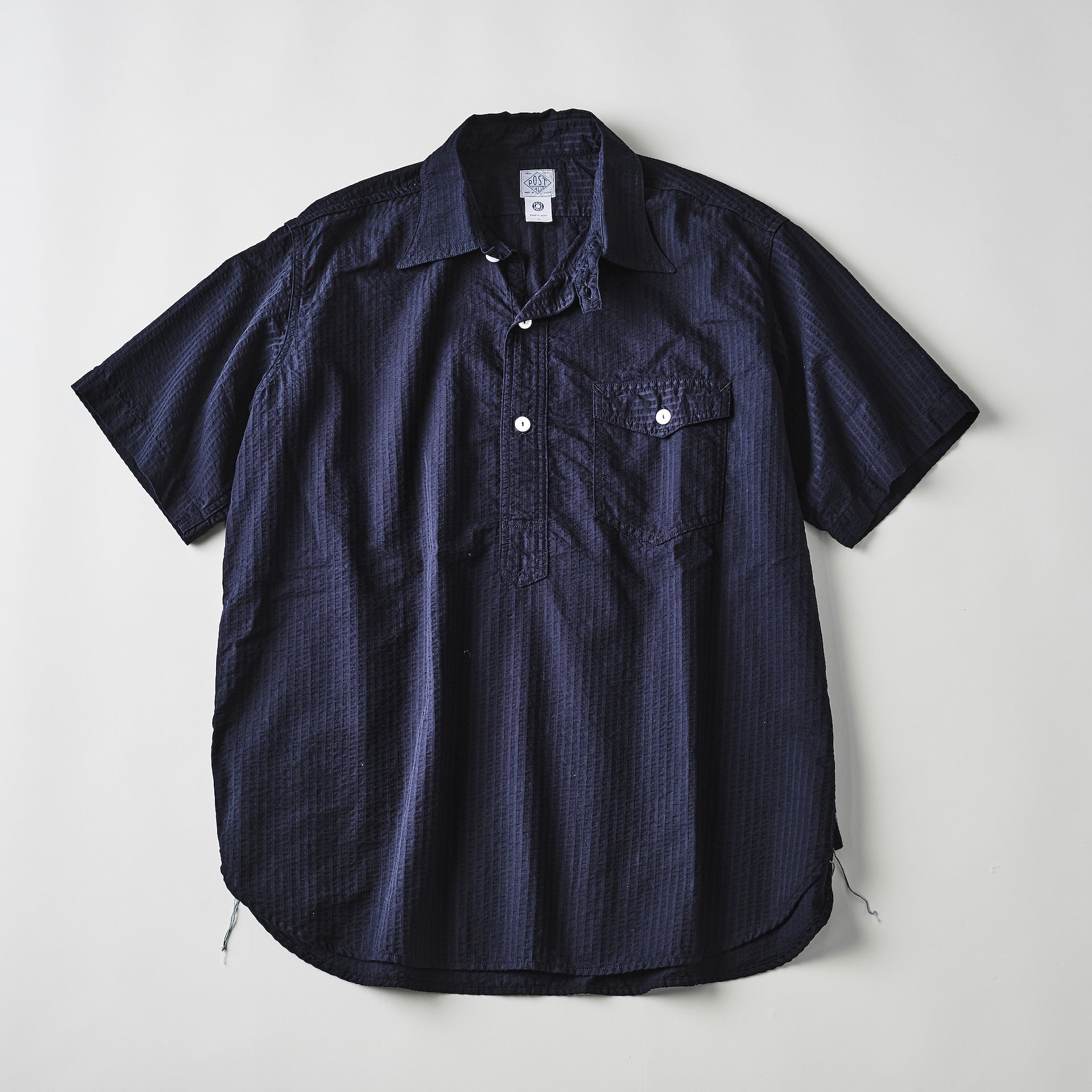 #3213S-SN NAVY CUT S/S : seersucker navy