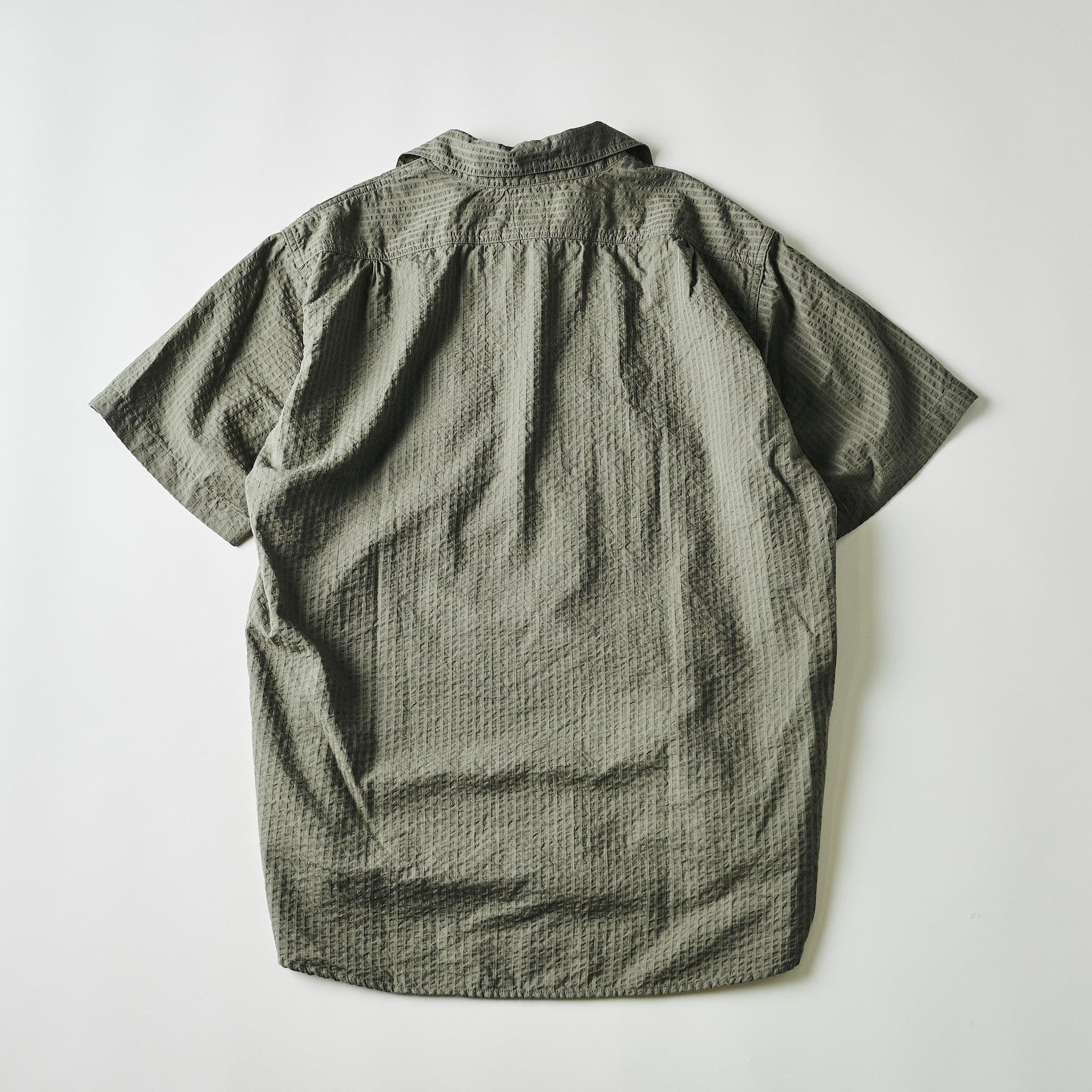 #3213S-SO NAVY CUT S/S : seersucker olive