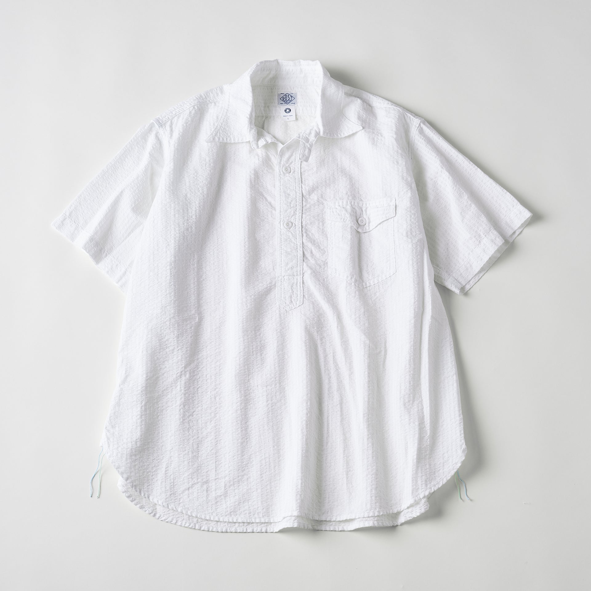 #3213S-SW NAVY CUT S/S : seersucker white