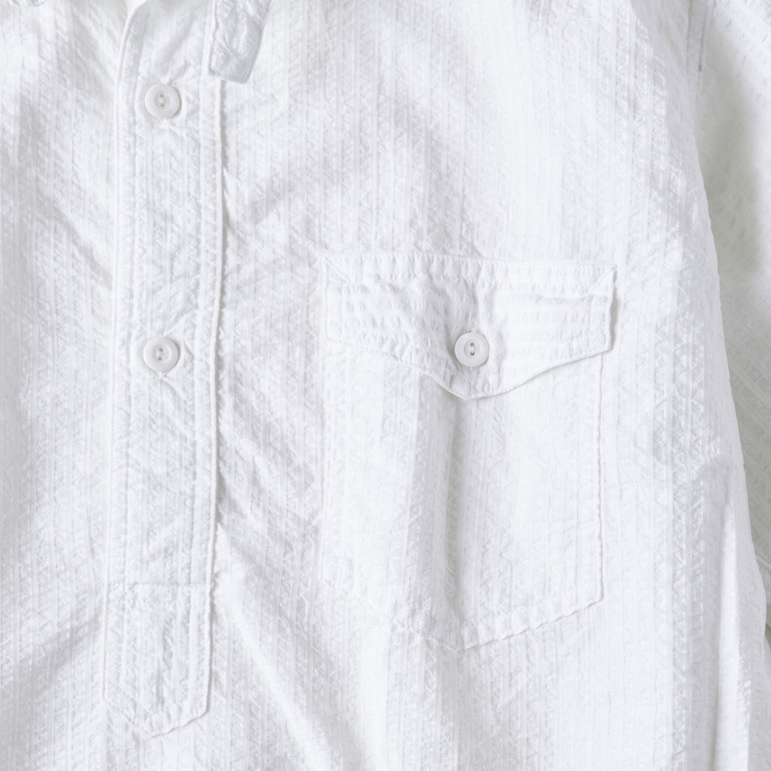 3213S-SW NAVY CUT S/S : seersucker white – POST OʼALLS