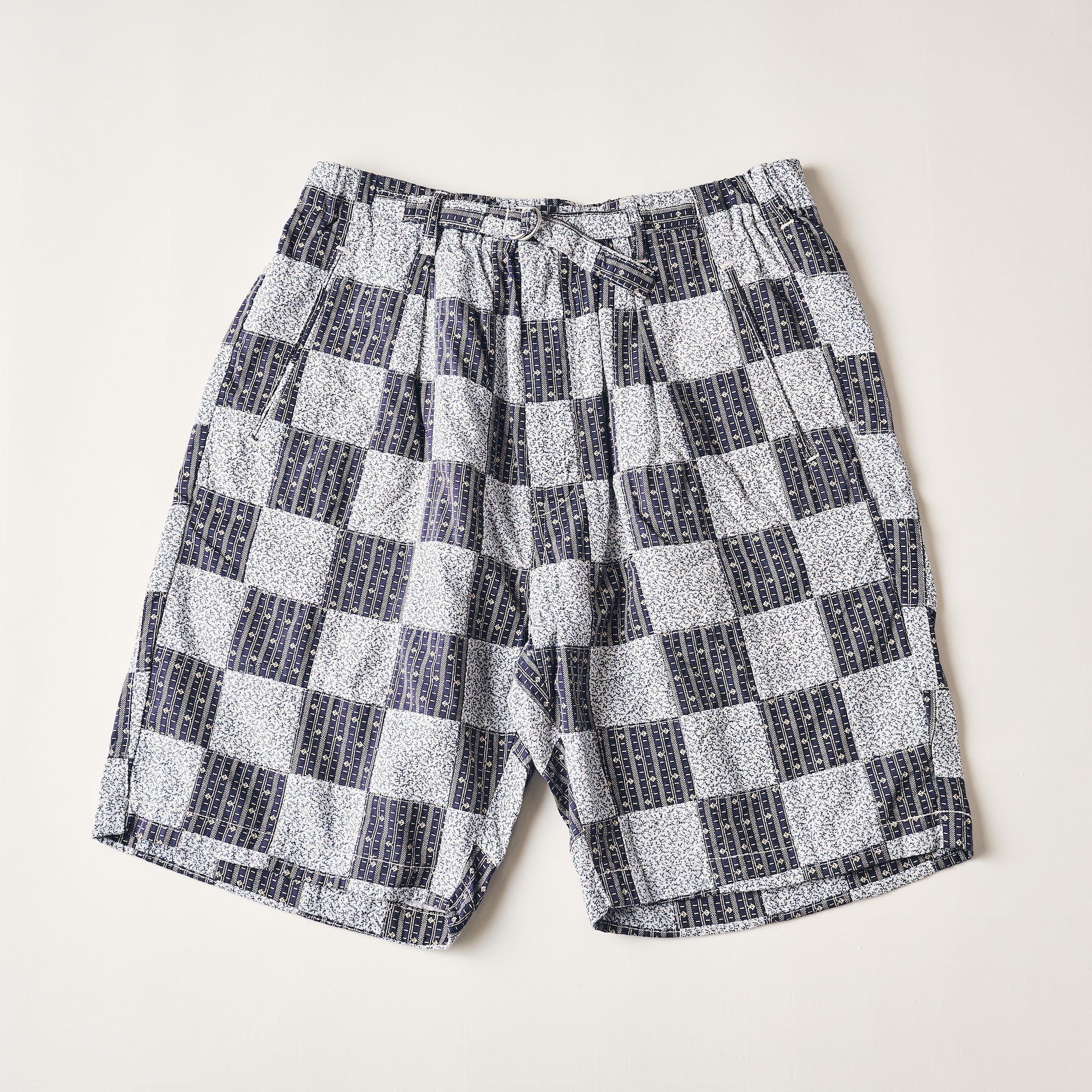#3315S-CPN E-Z Lax 4 Shorts : calico patchwork navy