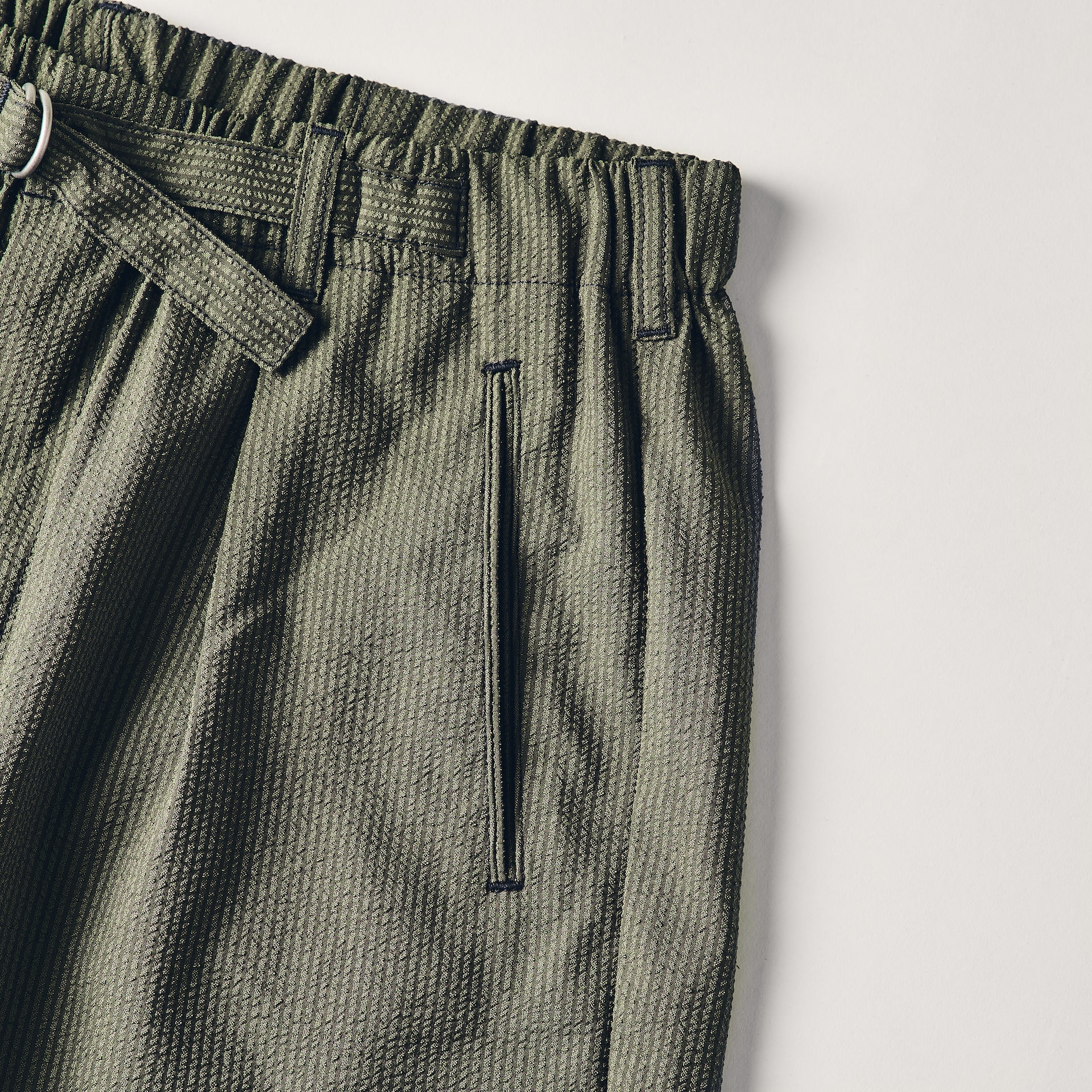 #3315S-PSO E-Z Lax 4 Shorts : poly seersucker olive