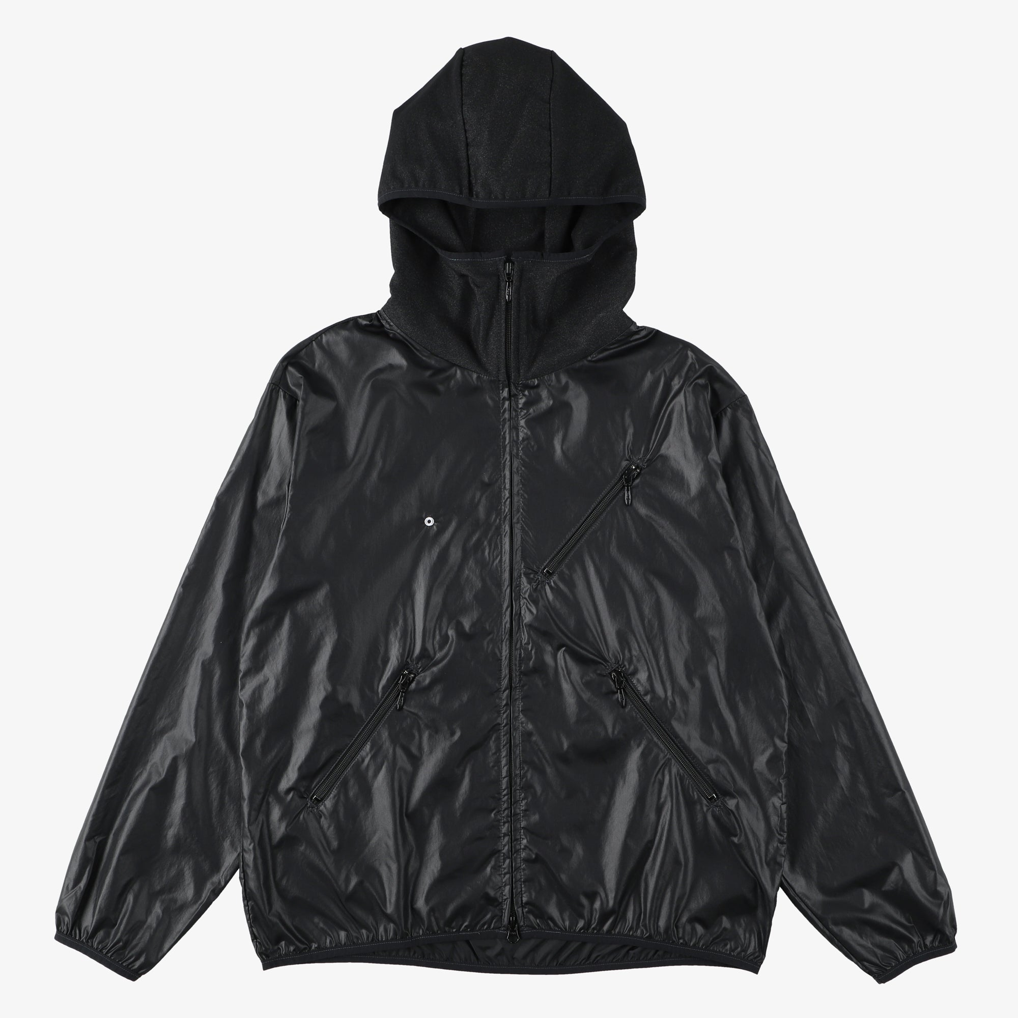 #3601-CB E-Z Hoodie : nylon taffeta x mid weight jersey black