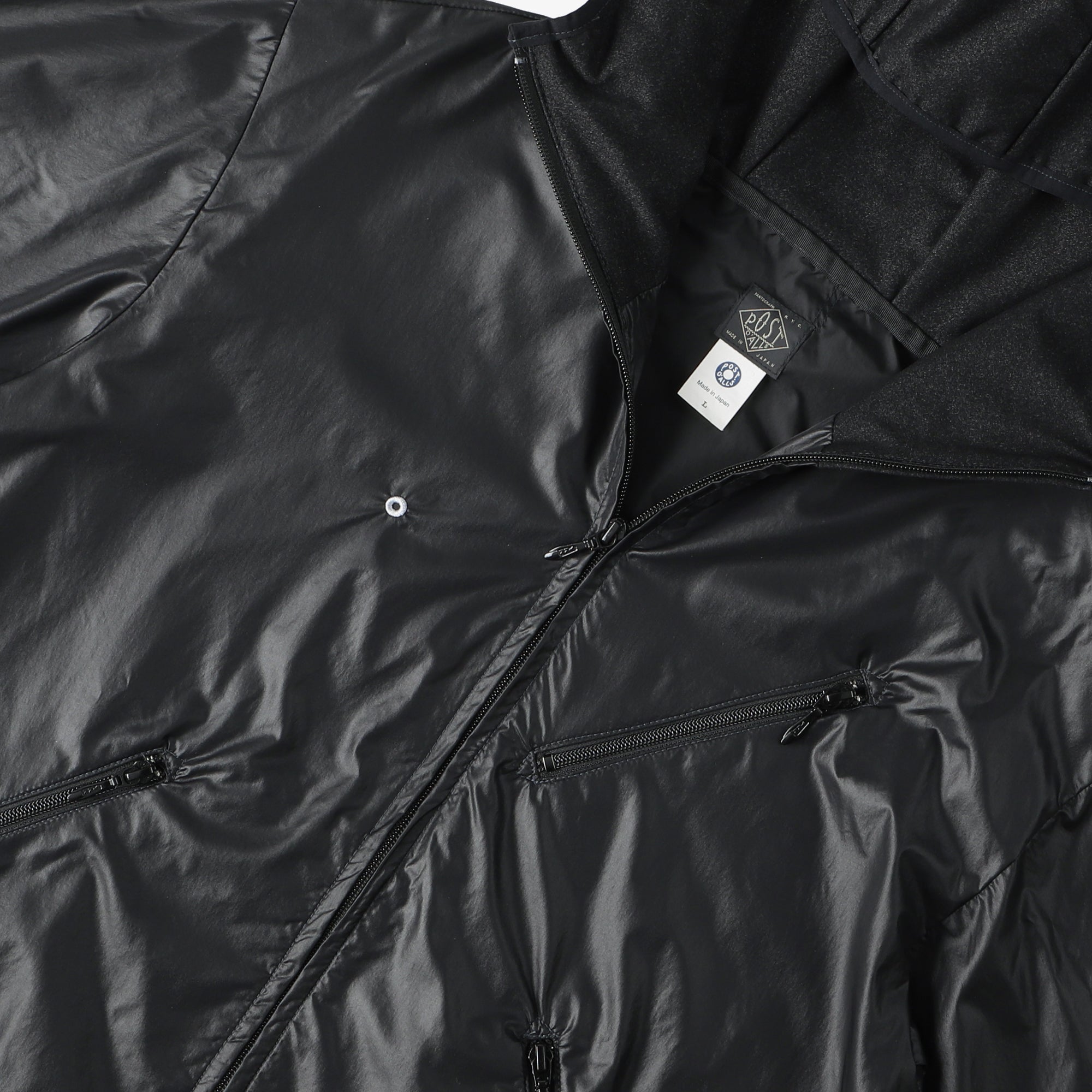 #3601-CB E-Z Hoodie : nylon taffeta x mid weight jersey black