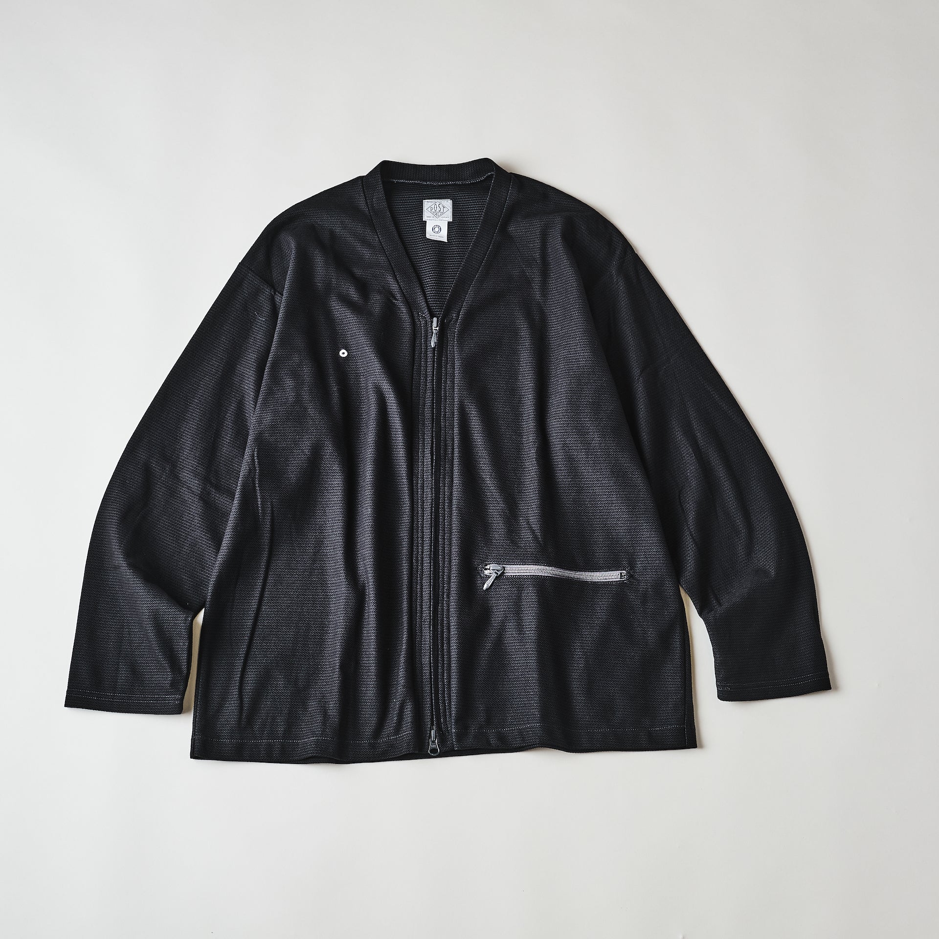 #3609-CMP E-Z Zip Cardigan : honeycomb pique charcoal mix