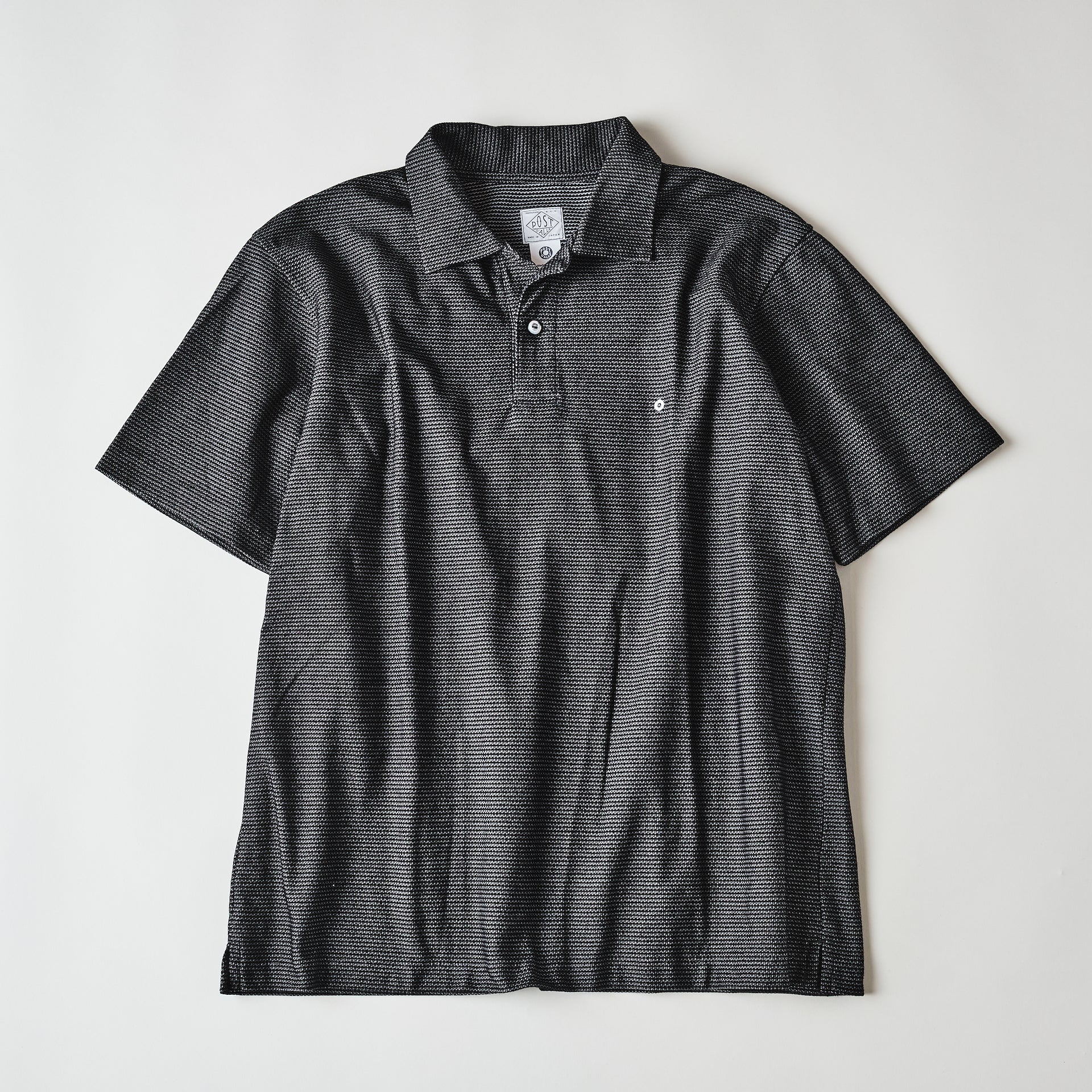#3619-GBP POST Polo : honeycomb pique grey border