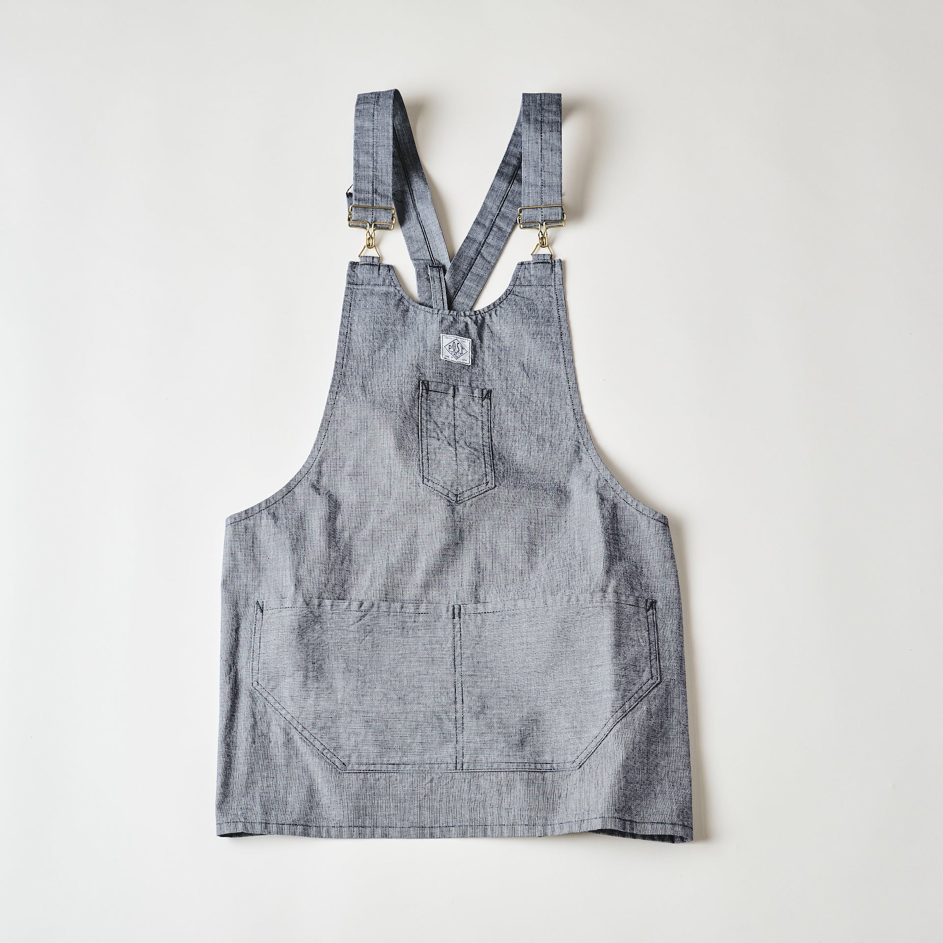 #3802R-VP POST Apron #2R : vintage pincheck indigo