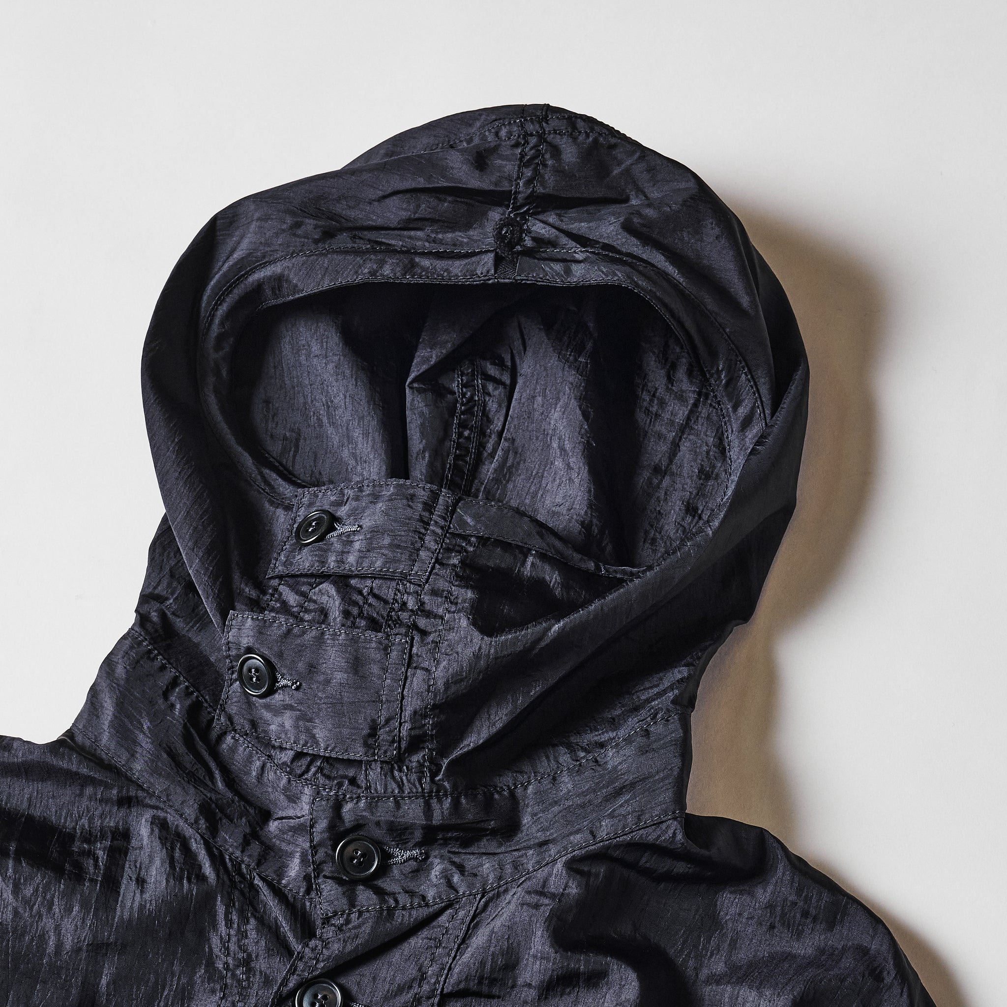 #1105-CTB NAVY Parka : crinkle nylon taffeta black